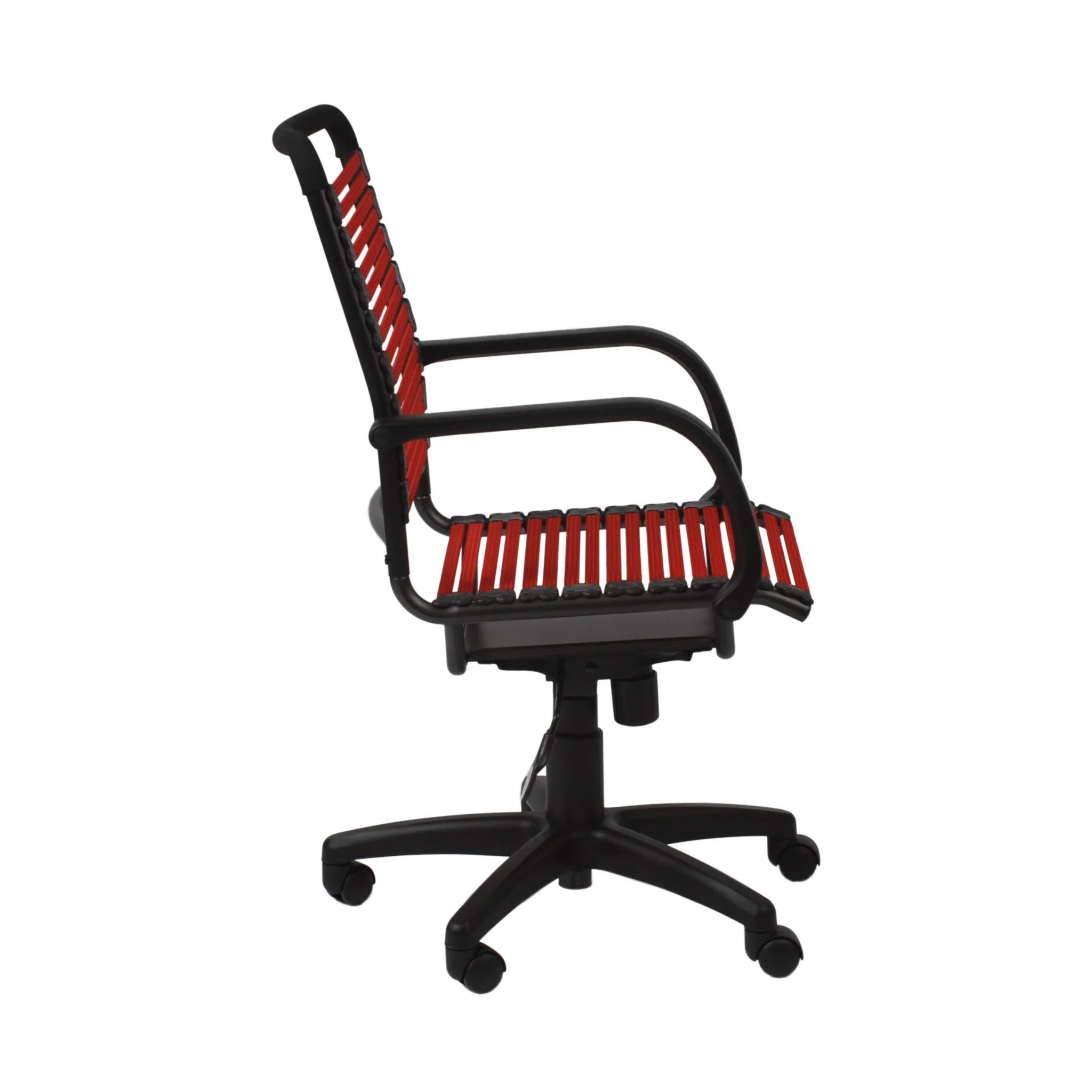 45" Black and Red Flat Bungee Cord High Back Office Chair By Homeroots - Image 4