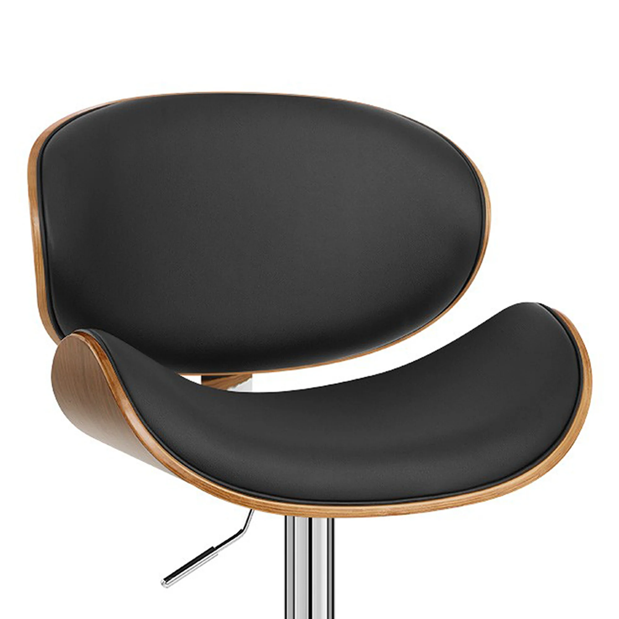 45" Black And Silver Faux Leather And Solid Wood Swivel Low Back Adjustable Height Bar Chair With Footrest By Homeroots - Image 7