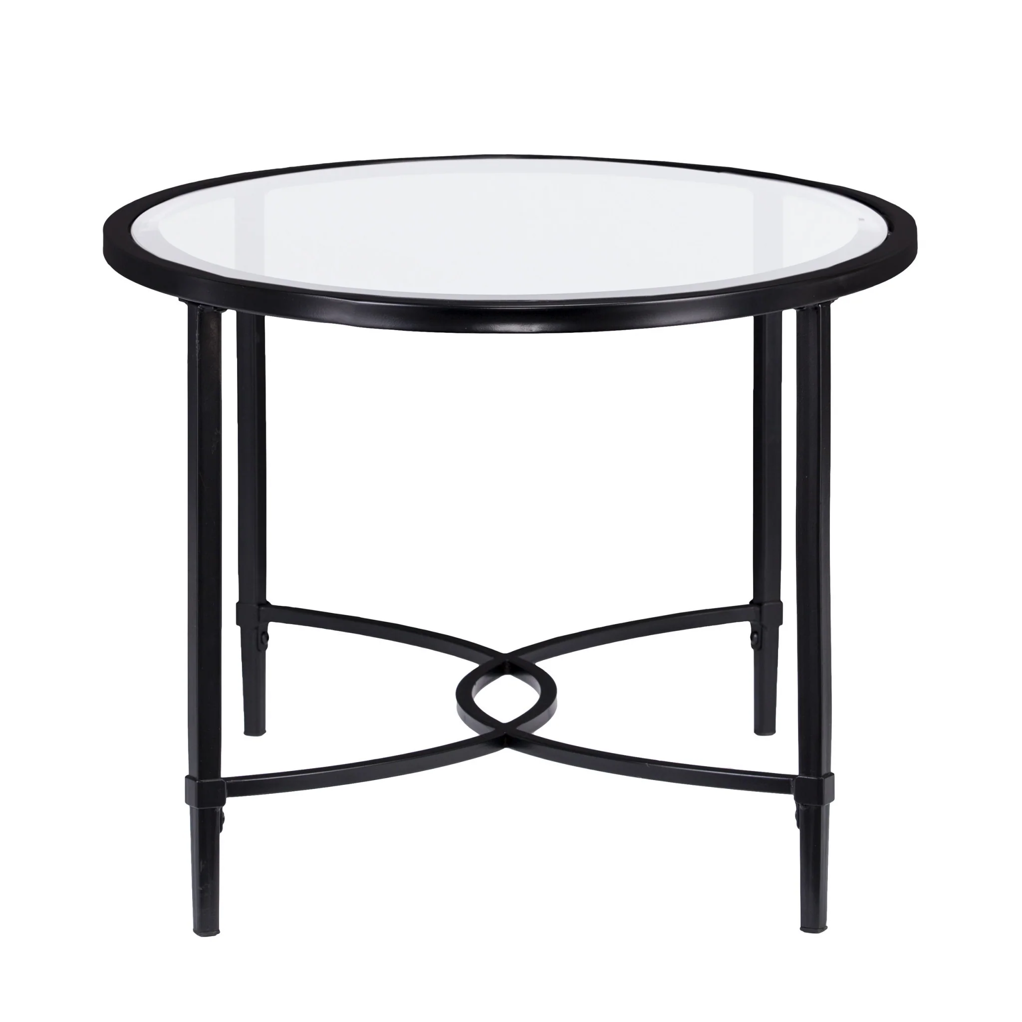 45" Black Glass And Metal Oval Coffee Table By Homeroots - Image 3