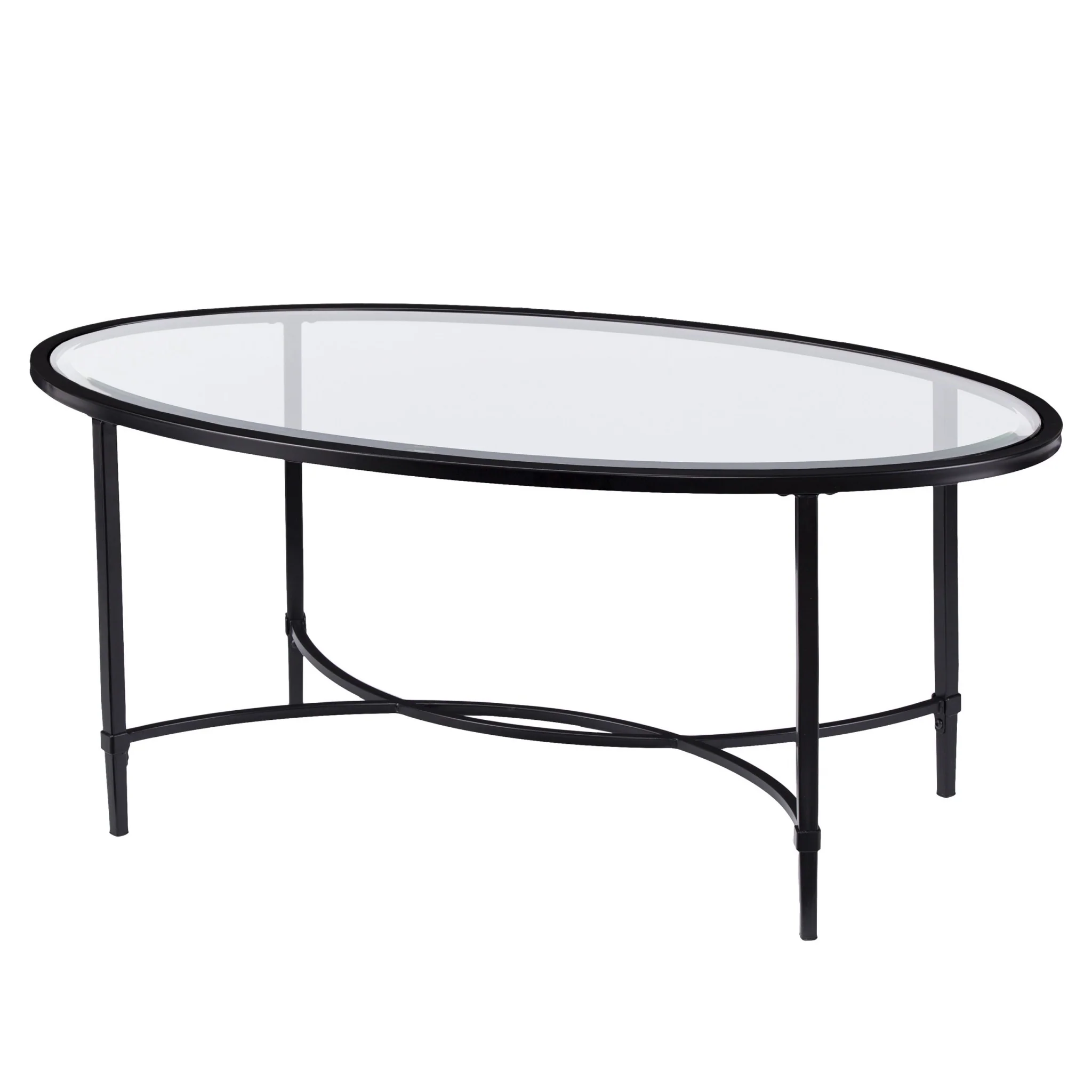 45" Black Glass And Metal Oval Coffee Table By Homeroots - Image 6