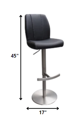 45' Black Leatherette And Steel Bar Stool By Homeroots - 282879 - Image 2