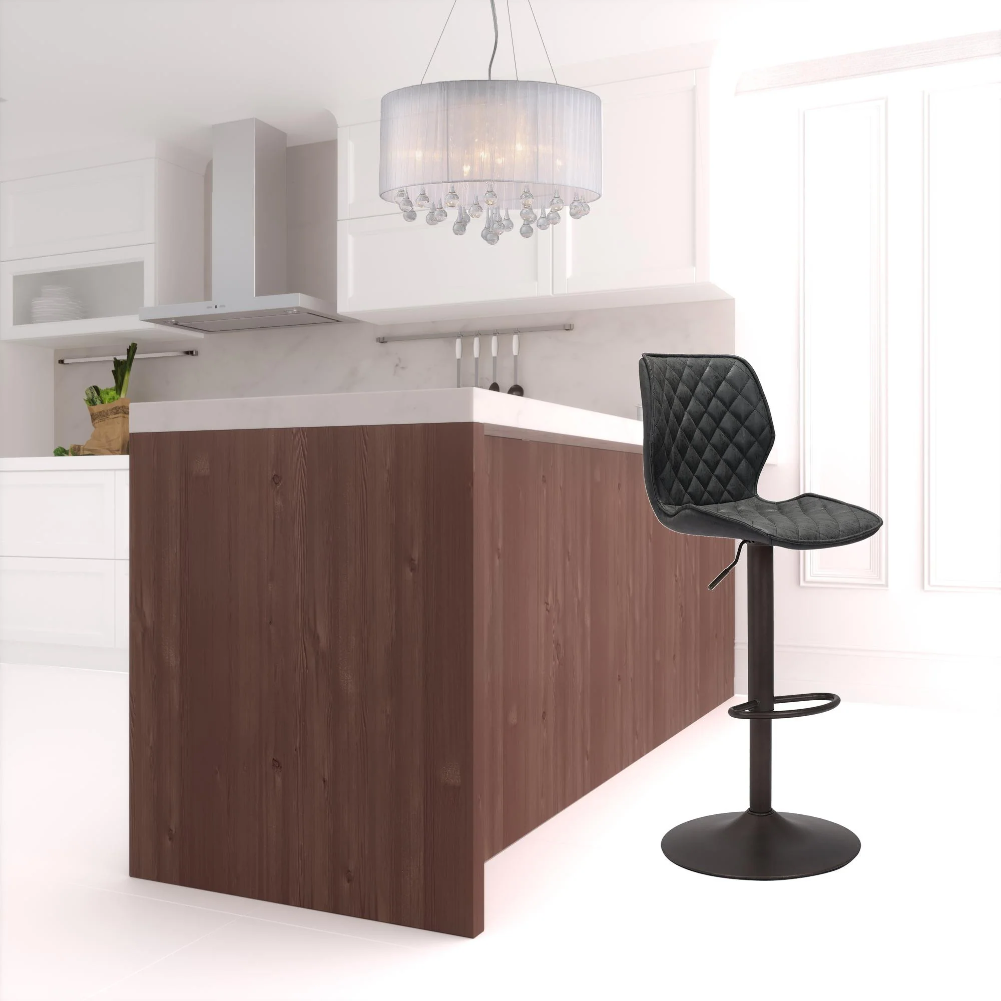45" Black Steel Swivel Low Back Counter Height Bar Chair With Footrest By Homeroots - Image 6