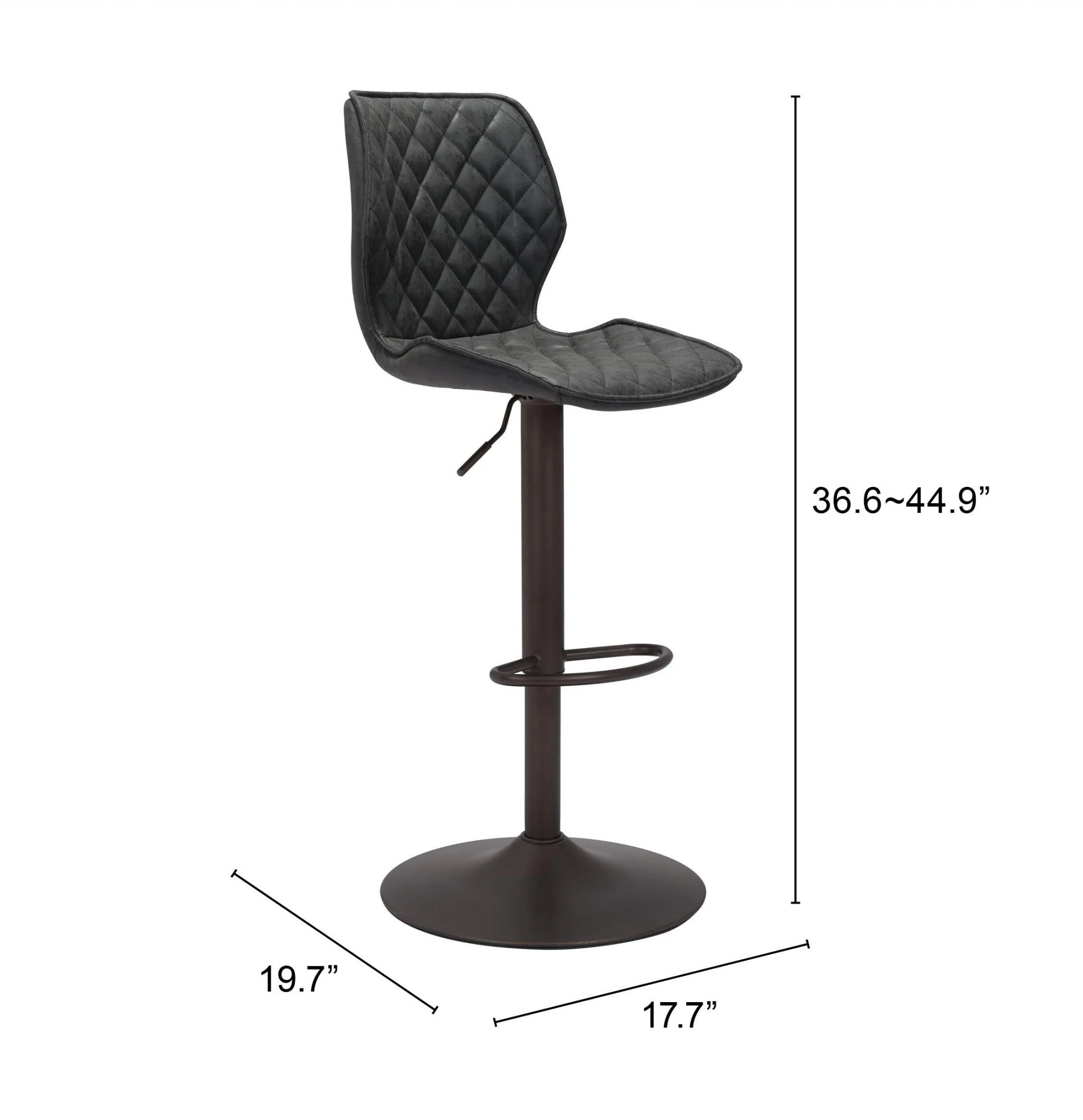 45" Black Steel Swivel Low Back Counter Height Bar Chair With Footrest By Homeroots - Image 7
