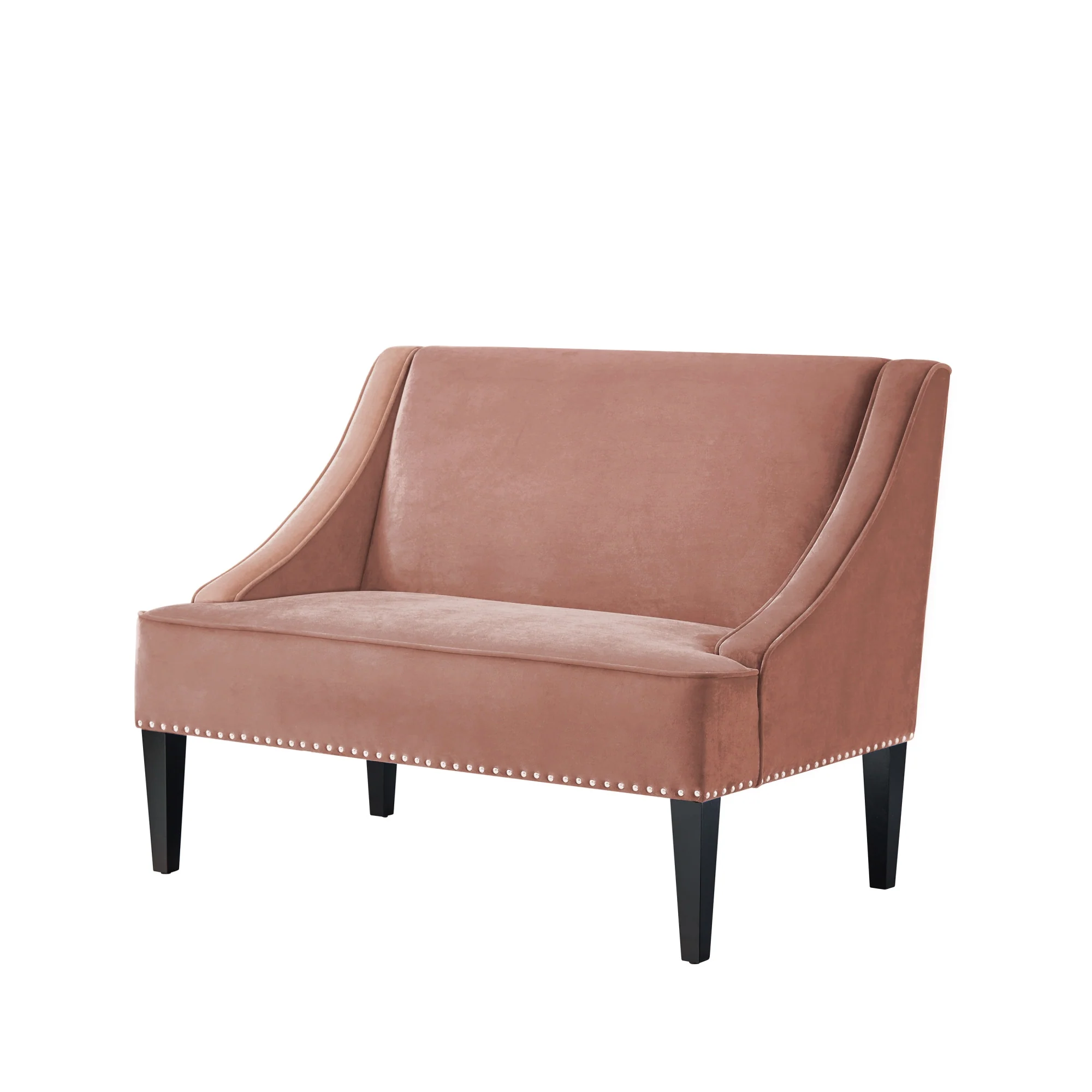 45" Blush And Brown Upholstered Velvet Bench By Homeroots - Image 2