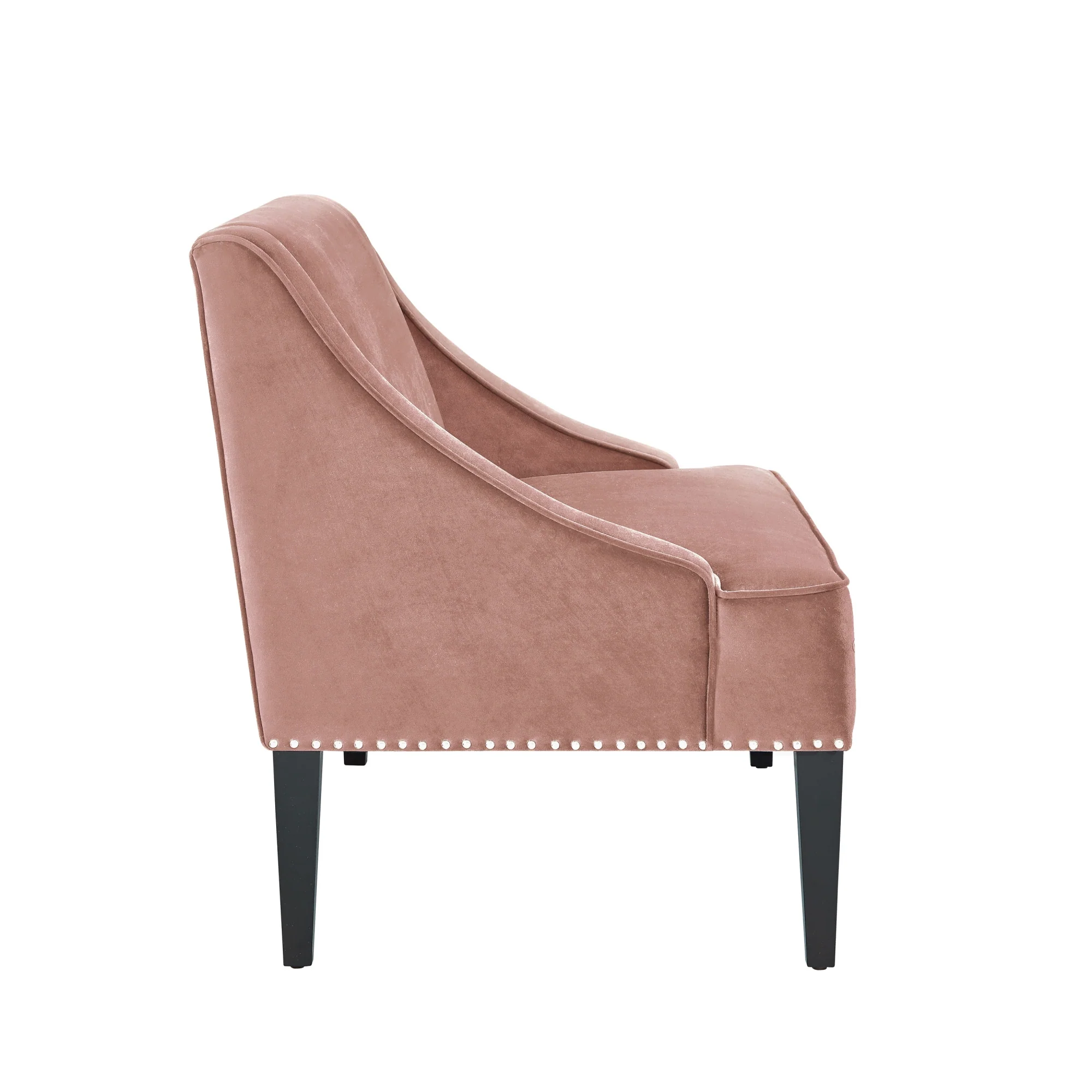 45" Blush And Brown Upholstered Velvet Bench By Homeroots - Image 4