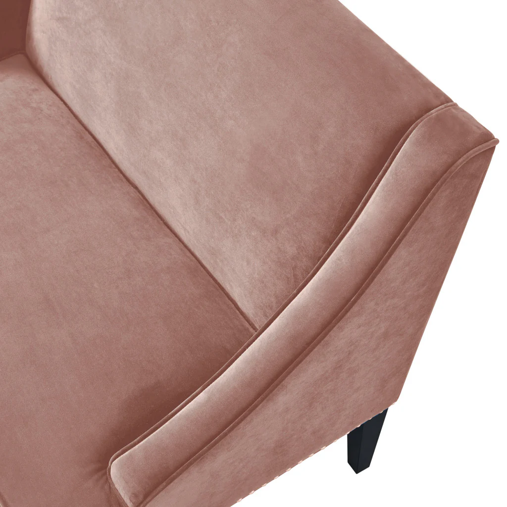 45" Blush And Brown Upholstered Velvet Bench By Homeroots - Image 6