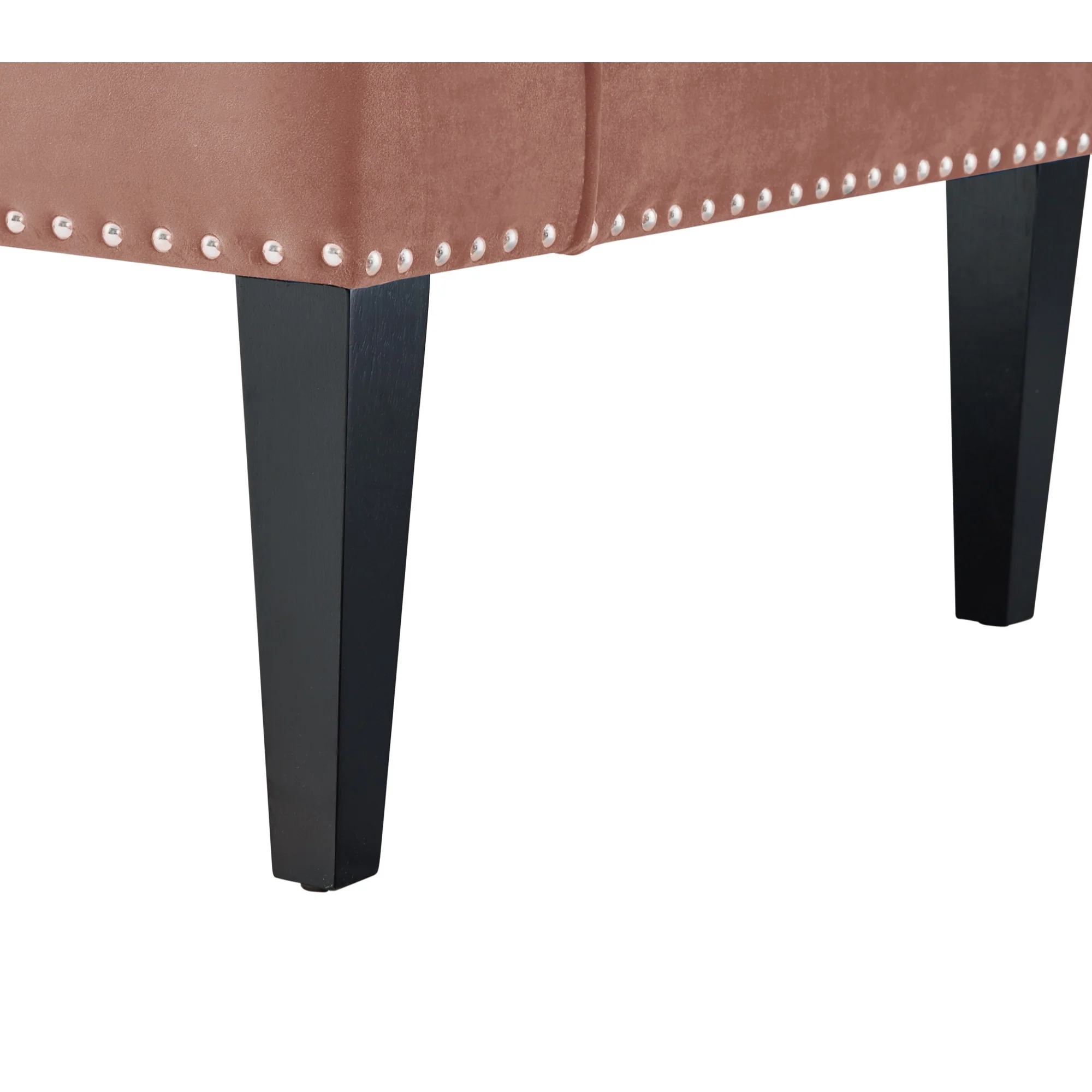 45" Blush And Brown Upholstered Velvet Bench By Homeroots - Image 7