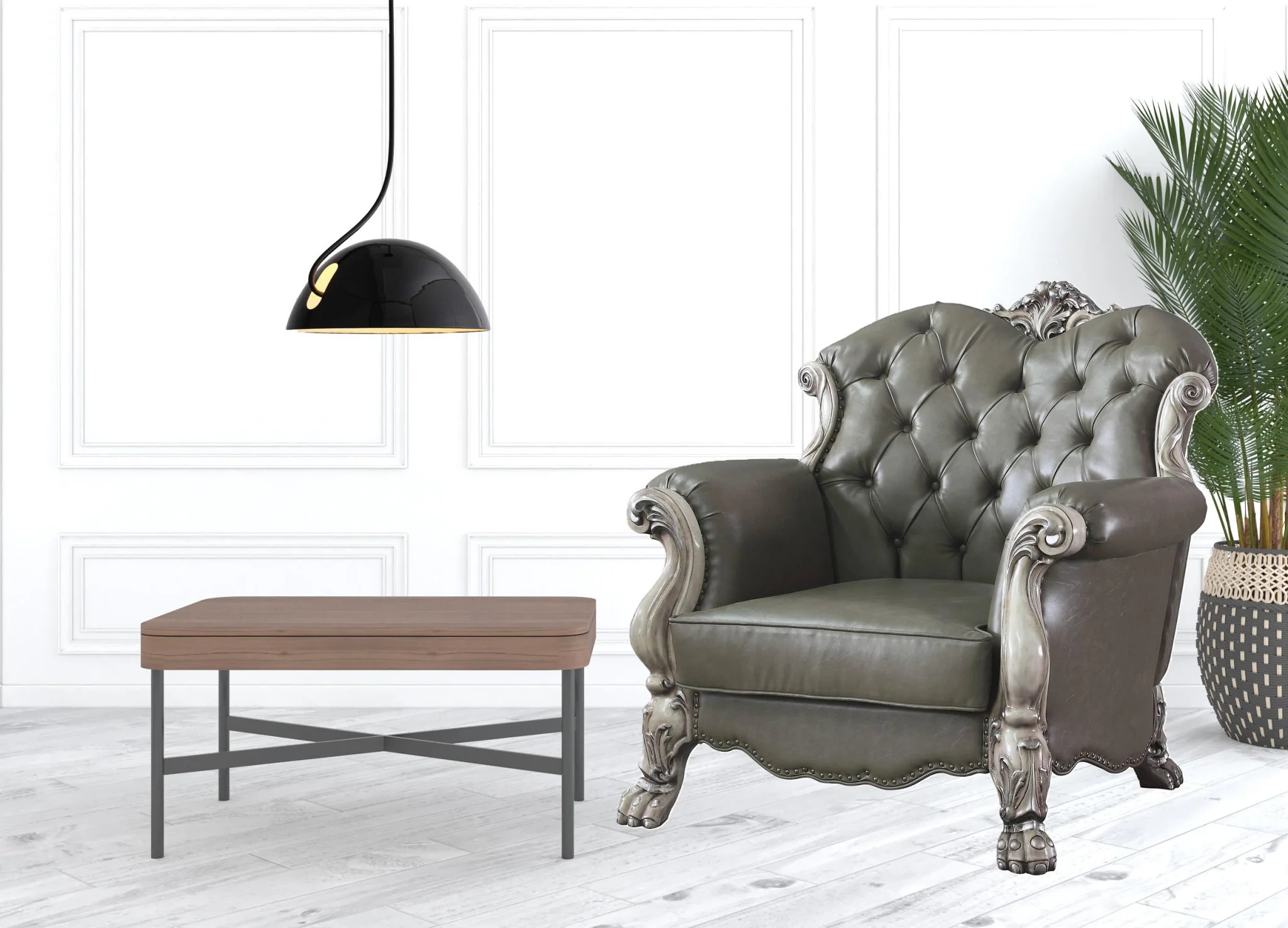 45" Bone White Faux Leather And Vintage Bone White Arm Chair By Homeroots - Image 5