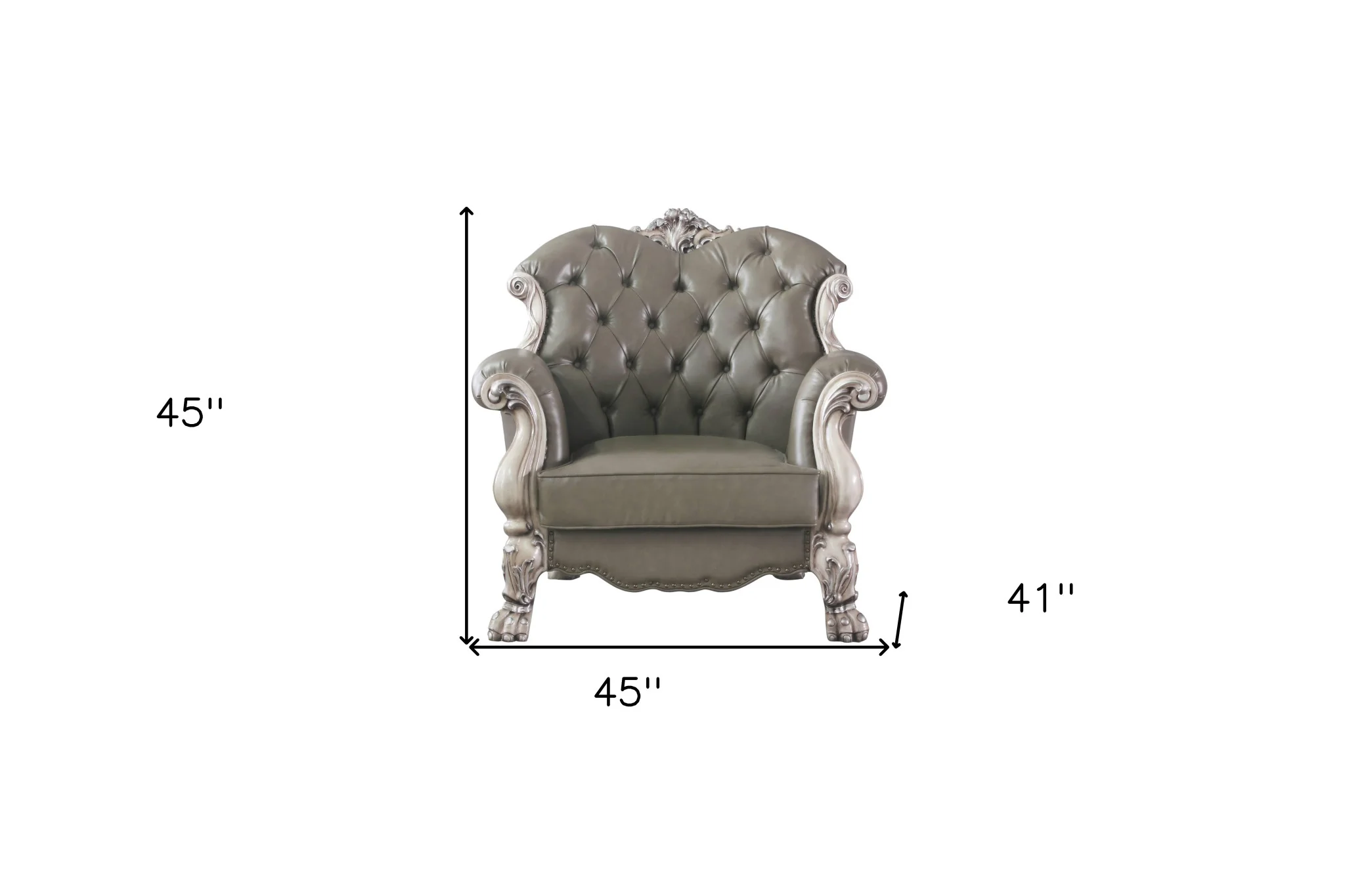 45" Bone White Faux Leather And Vintage Bone White Arm Chair By Homeroots - Image 6