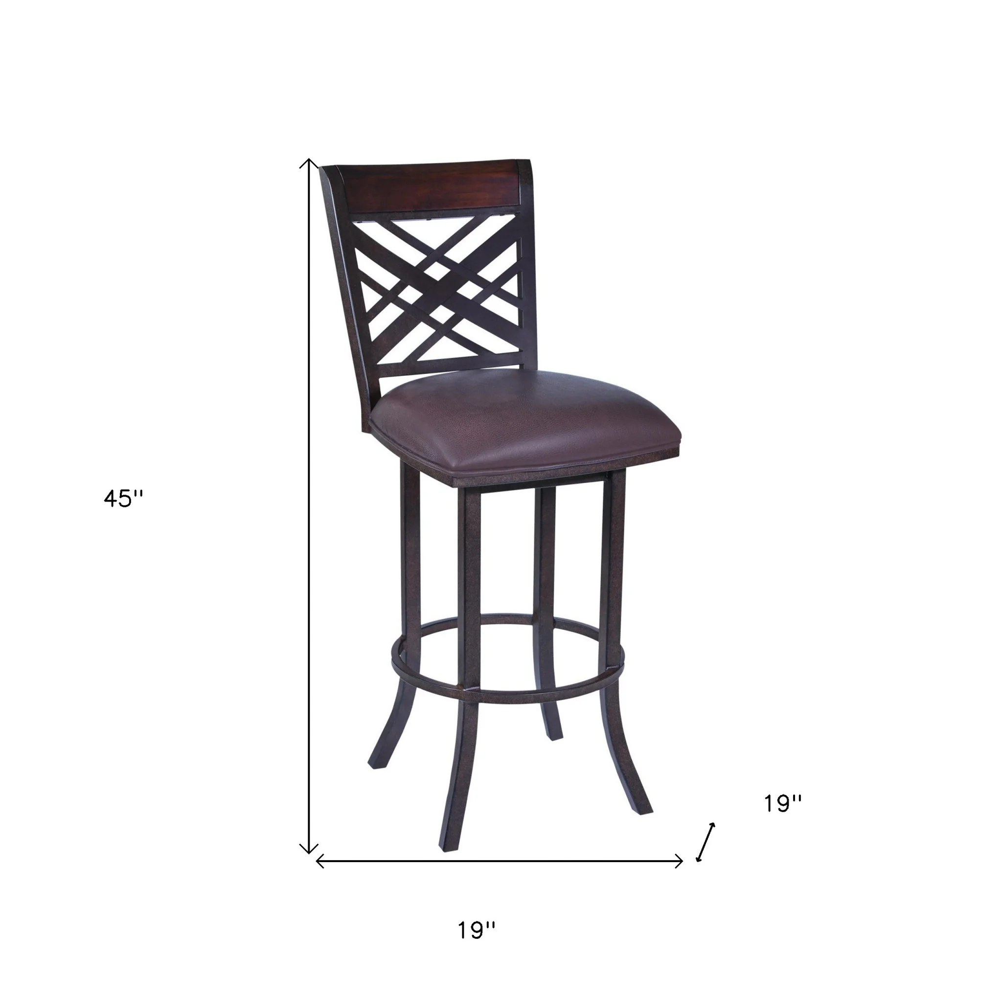 45" Brown Faux Leather And Iron Bar Height Chair By Homeroots - Image 7