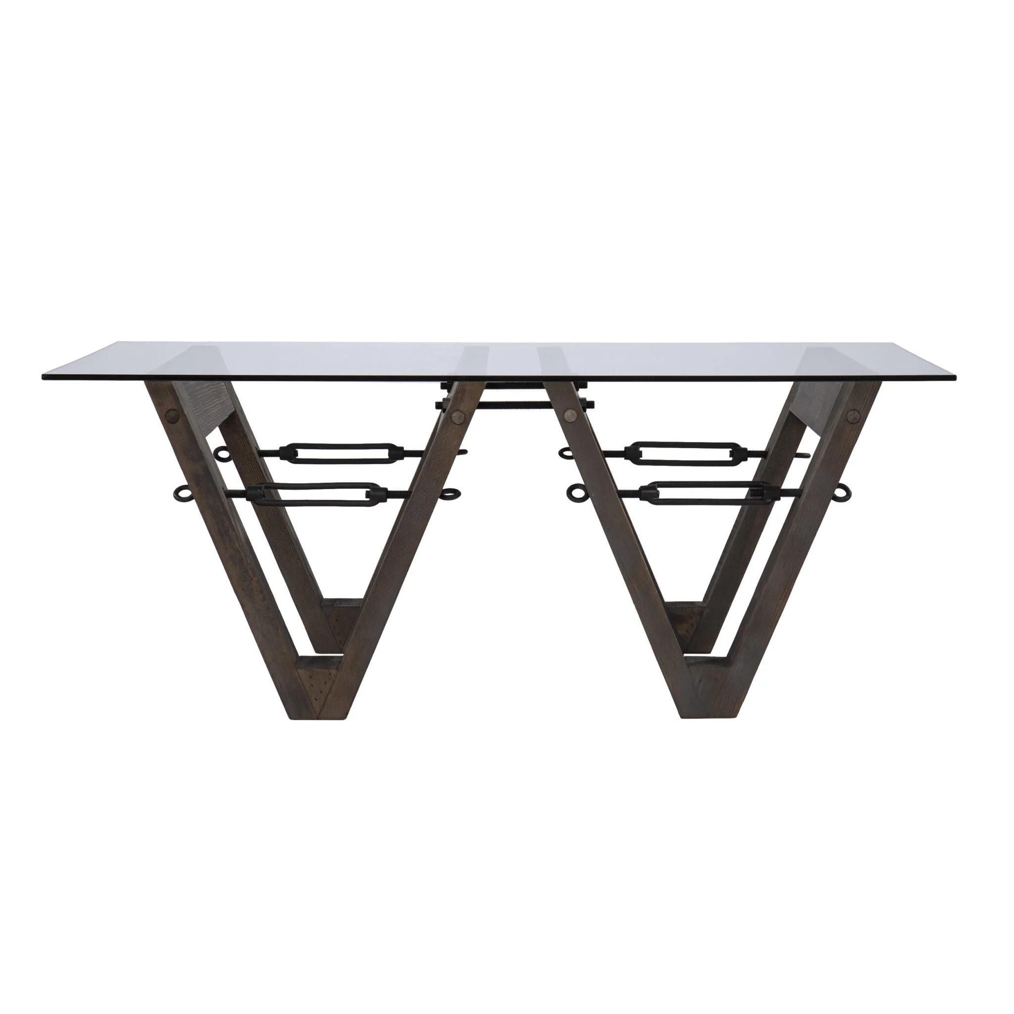 45" Brown Glass And Solid Wood Rectangular Coffee Table By Homeroots - Image 2