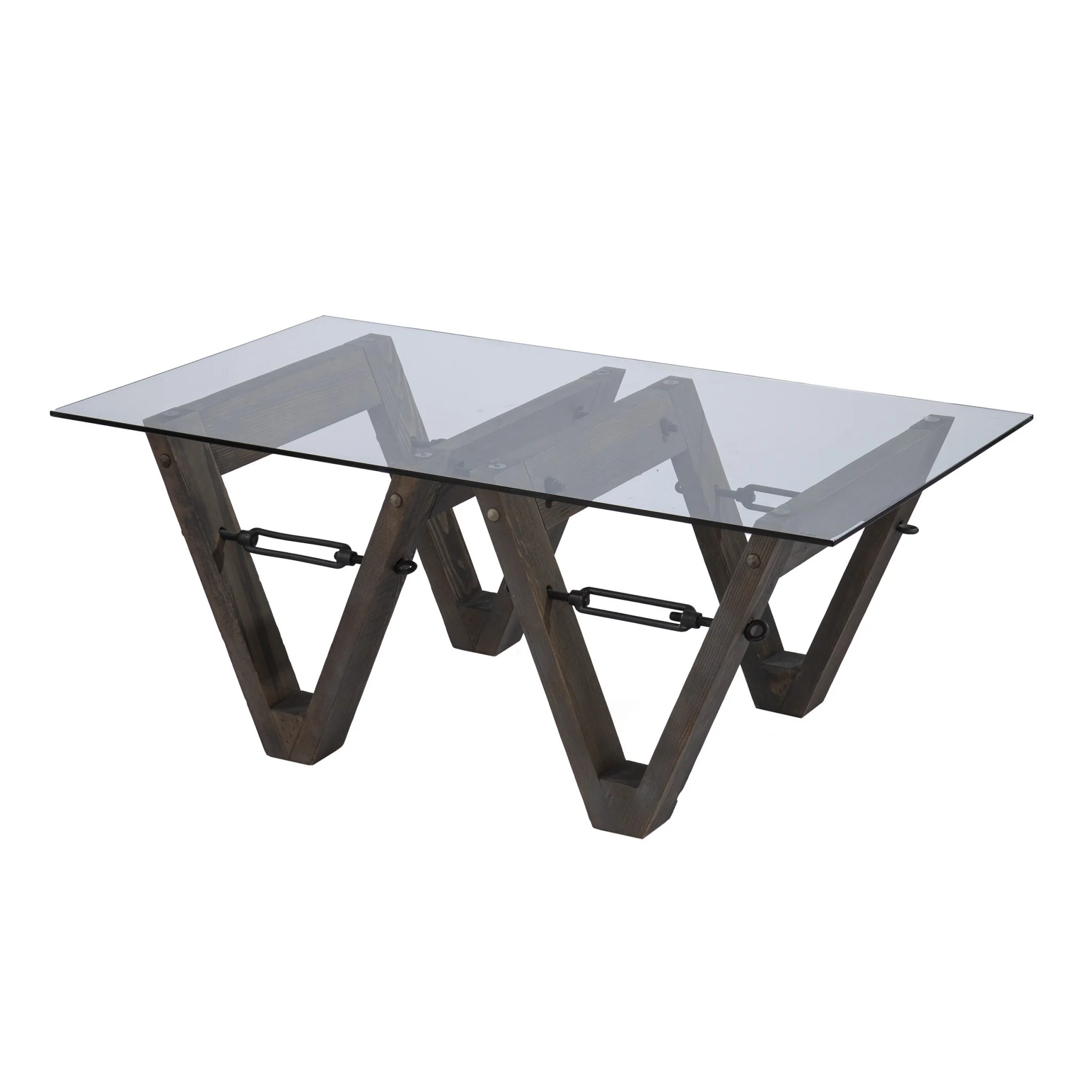 45" Brown Glass And Solid Wood Rectangular Coffee Table By Homeroots - Image 3