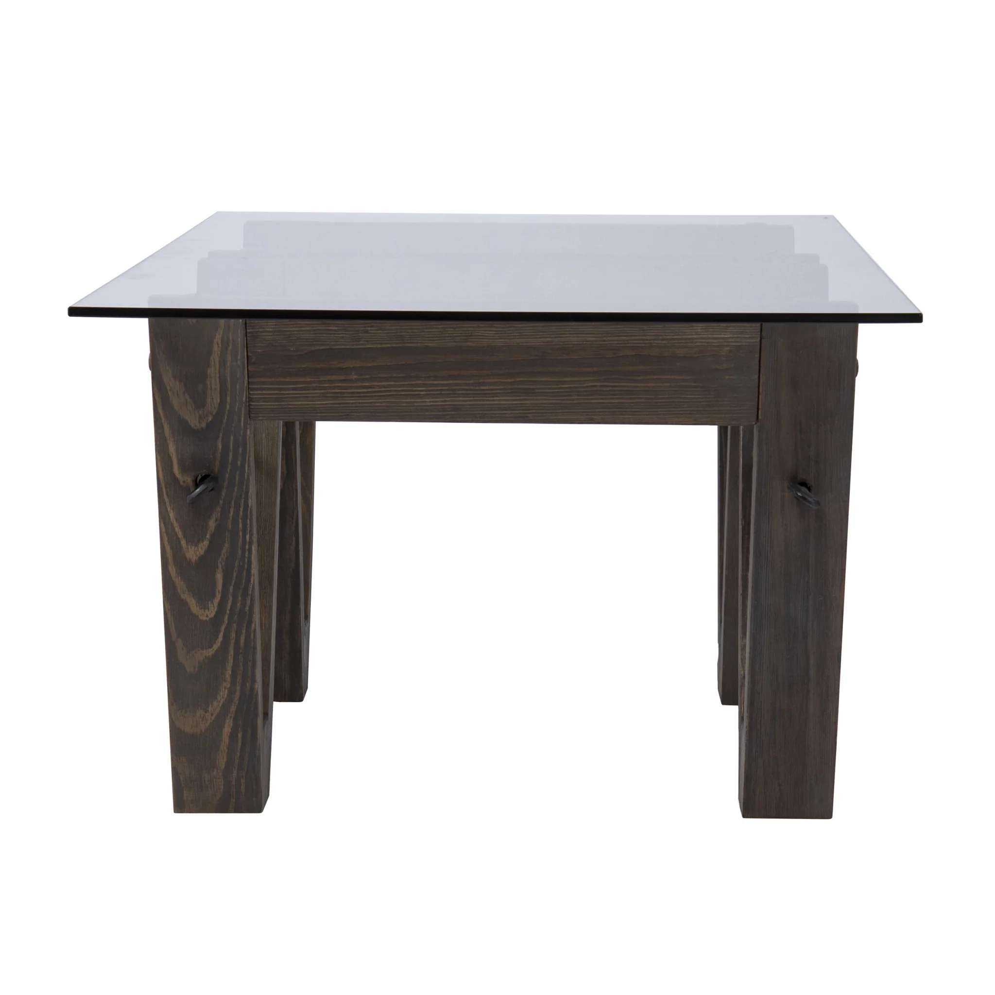 45" Brown Glass And Solid Wood Rectangular Coffee Table By Homeroots - Image 4