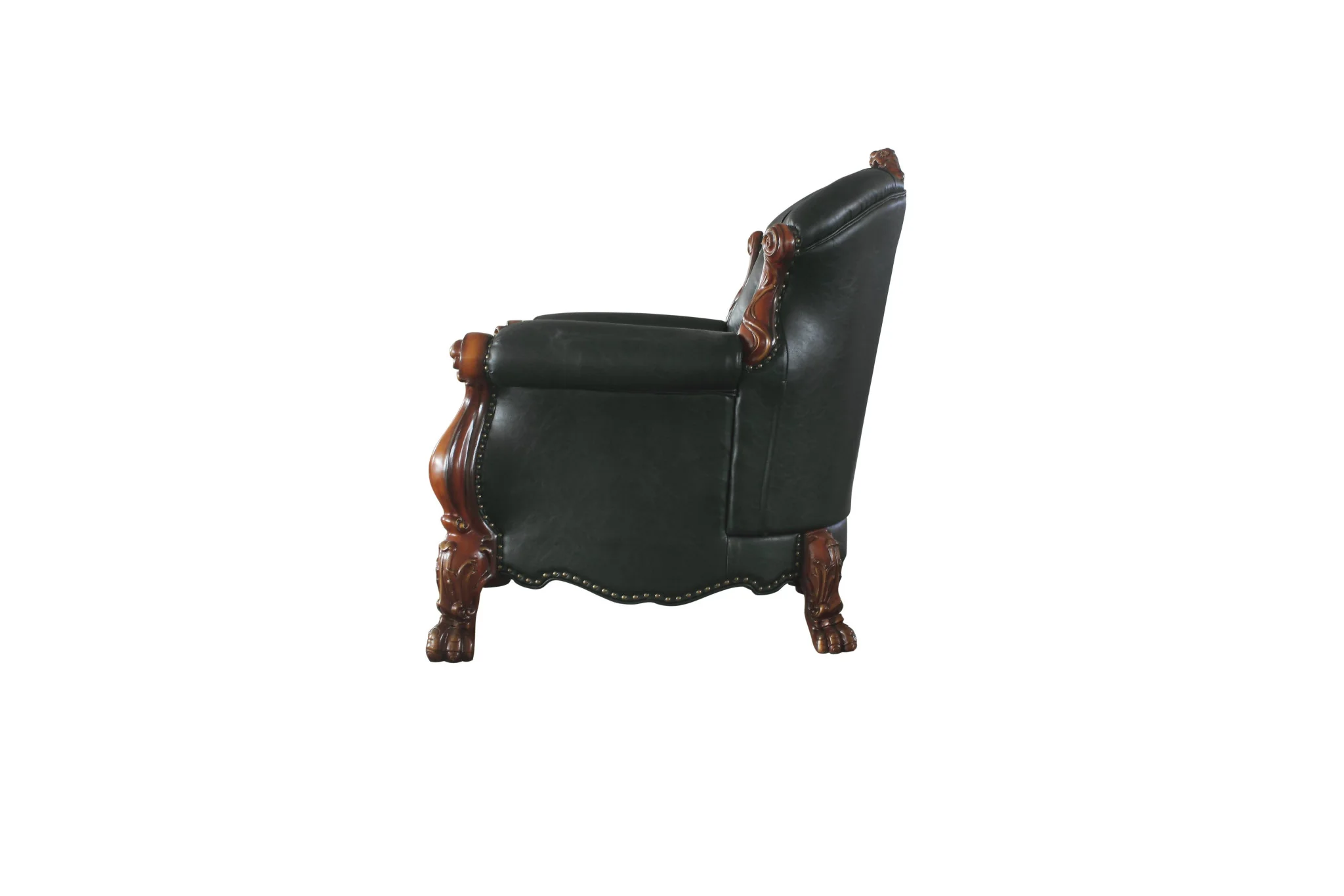 45" Cherry Oak Faux Leather Arm Chair By Homeroots - Image 2