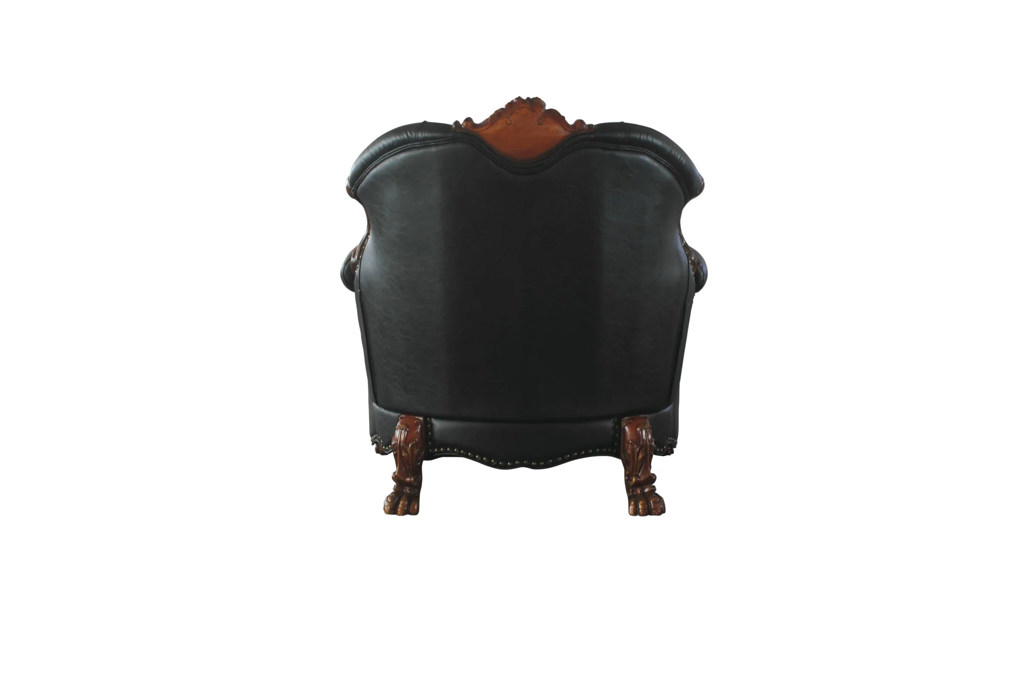 45" Cherry Oak Faux Leather Arm Chair By Homeroots - Image 3