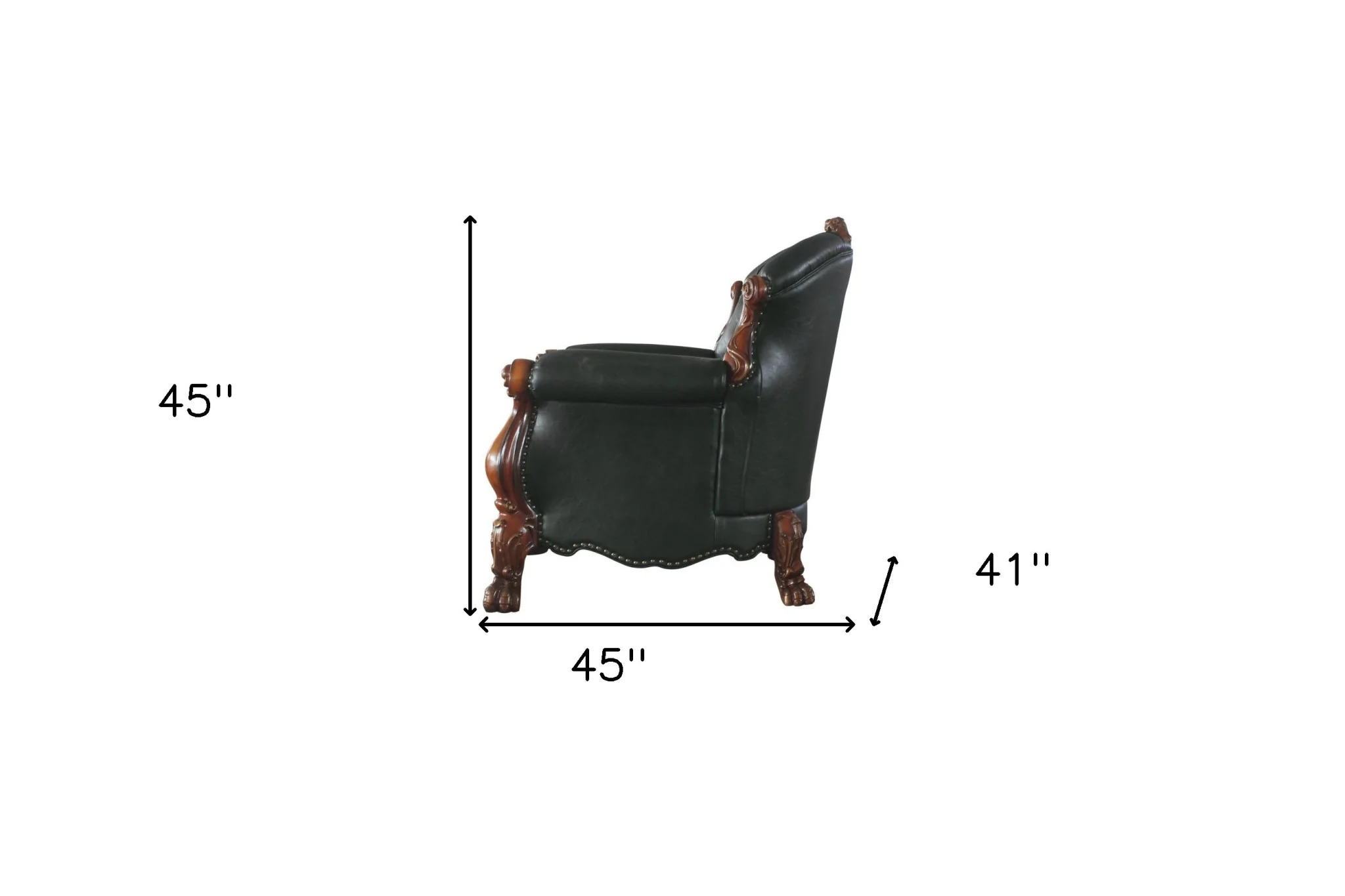 45" Cherry Oak Faux Leather Arm Chair By Homeroots - Image 5