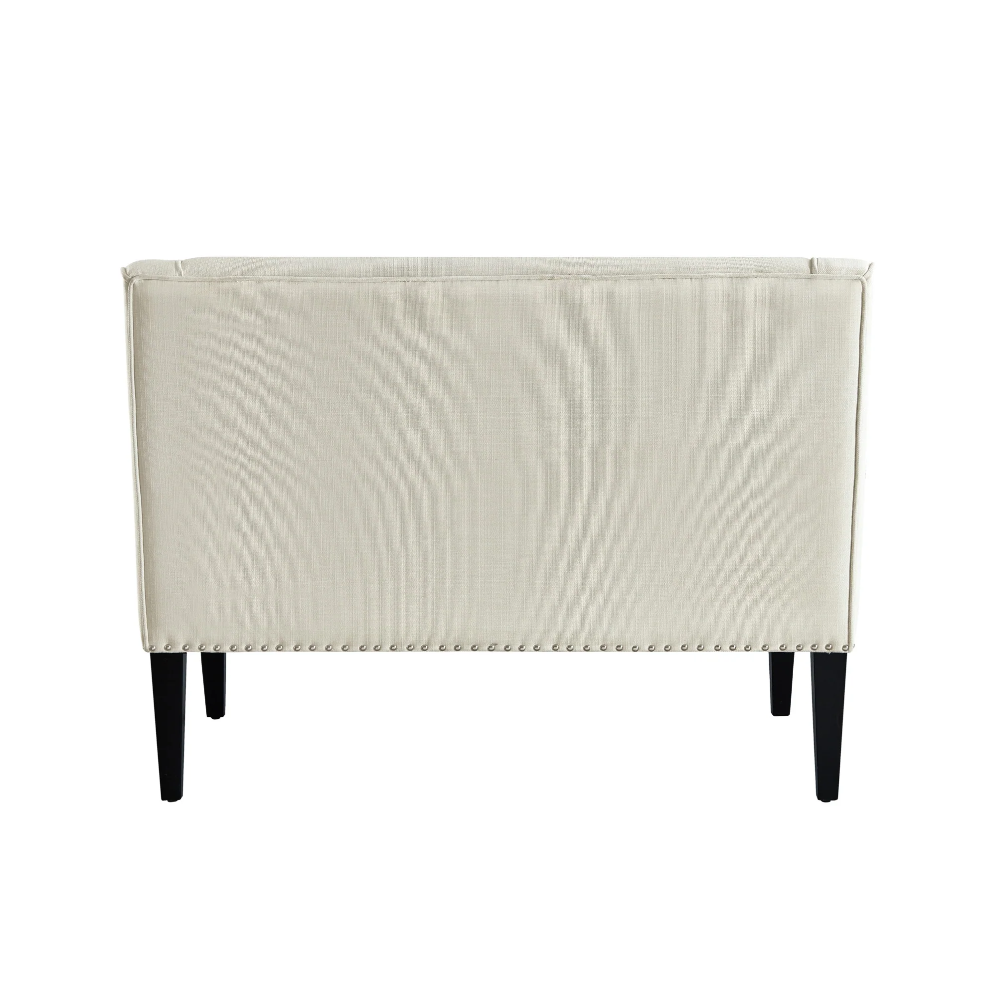 45" Cream And Black Upholstered Linen Bench By Homeroots - Image 3