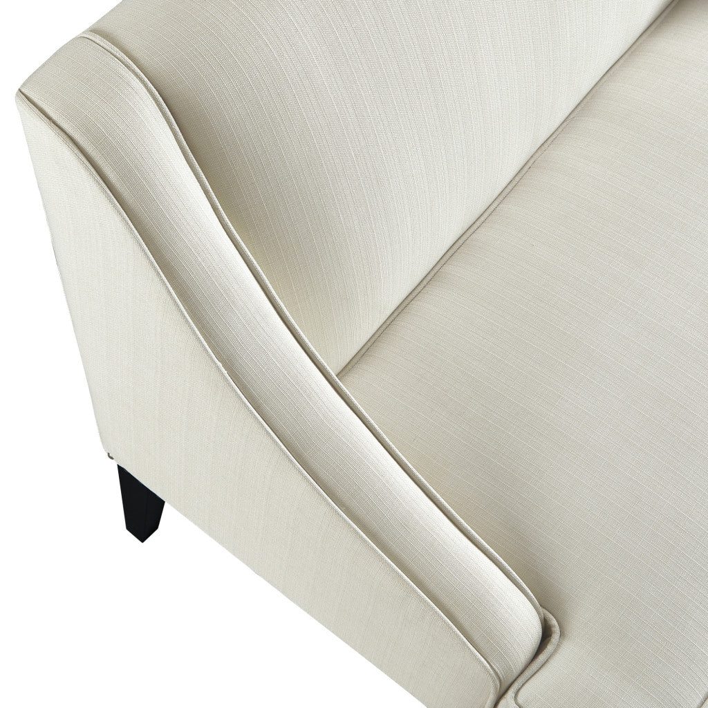 45" Cream And Black Upholstered Linen Bench By Homeroots - Image 6