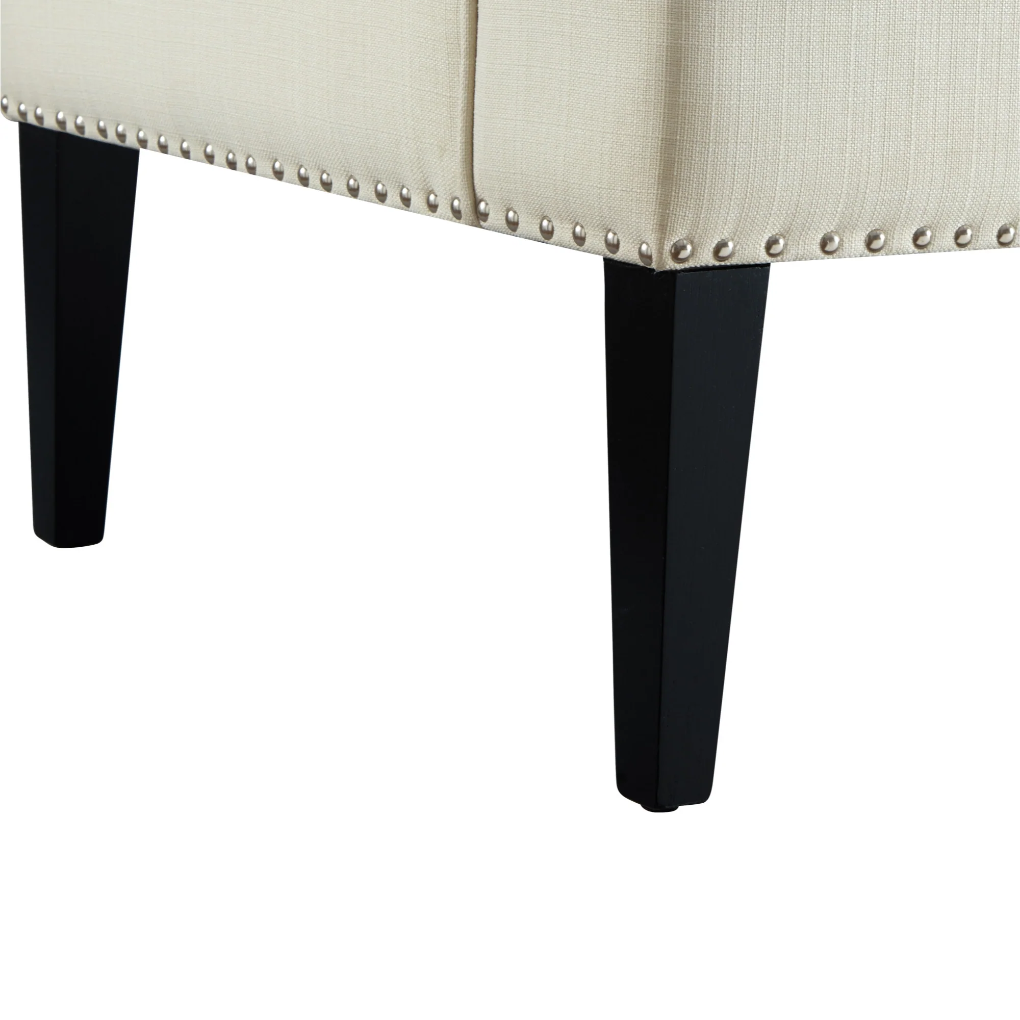 45" Cream And Black Upholstered Linen Bench By Homeroots - Image 7