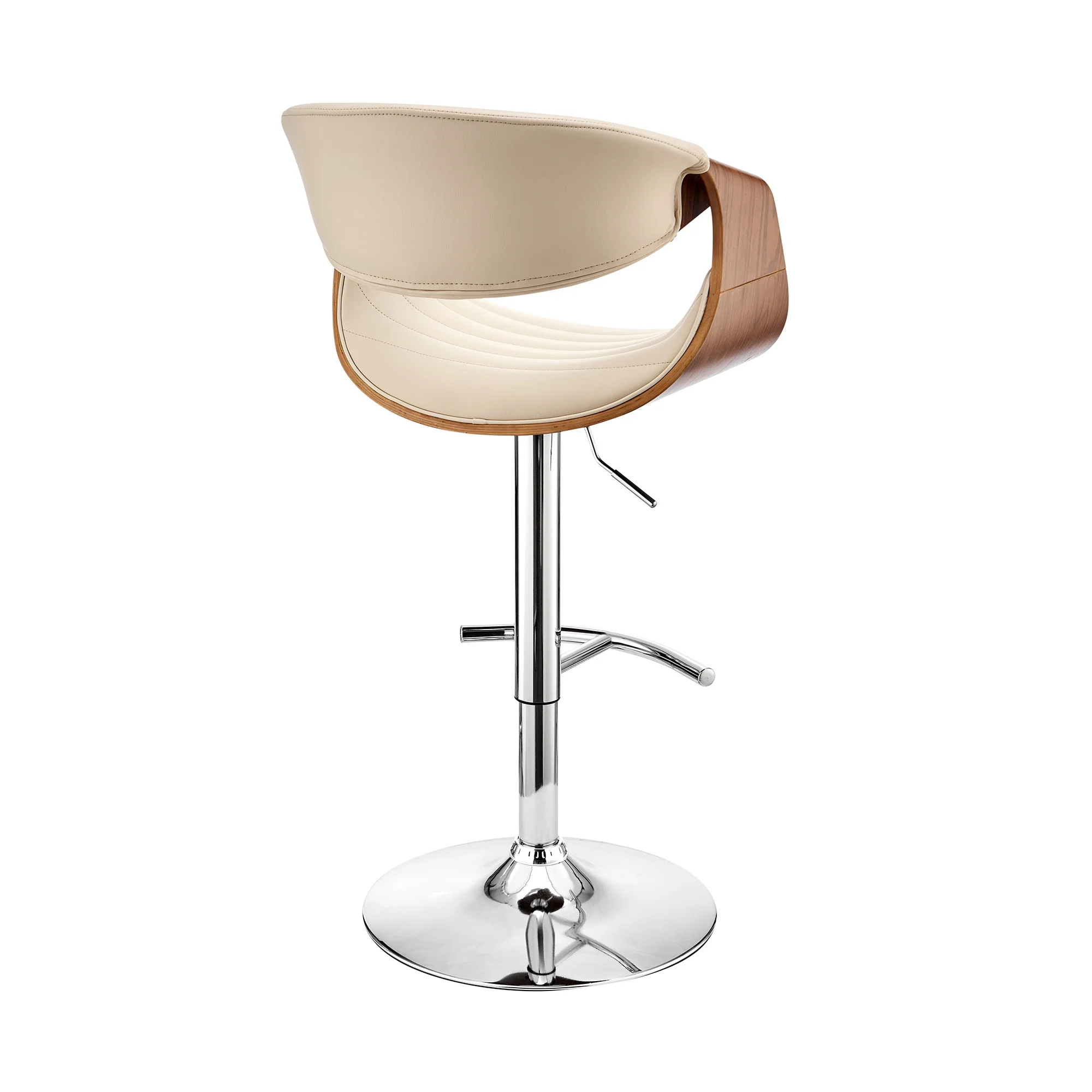 45" Cream Faux Leather And Iron Swivel Low Back Adjustable Height Bar Chair By Homeroots - Image 3
