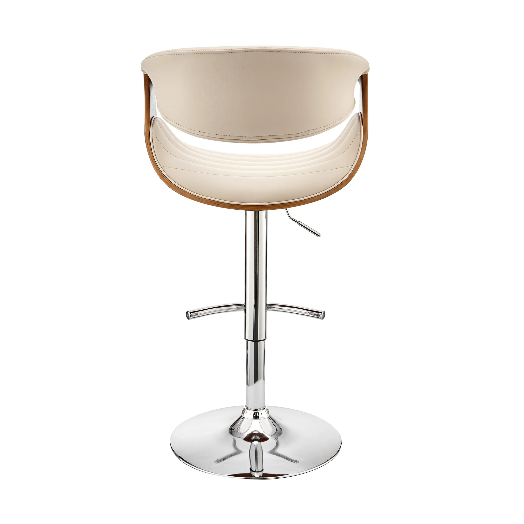 45" Cream Faux Leather And Iron Swivel Low Back Adjustable Height Bar Chair By Homeroots - Image 4