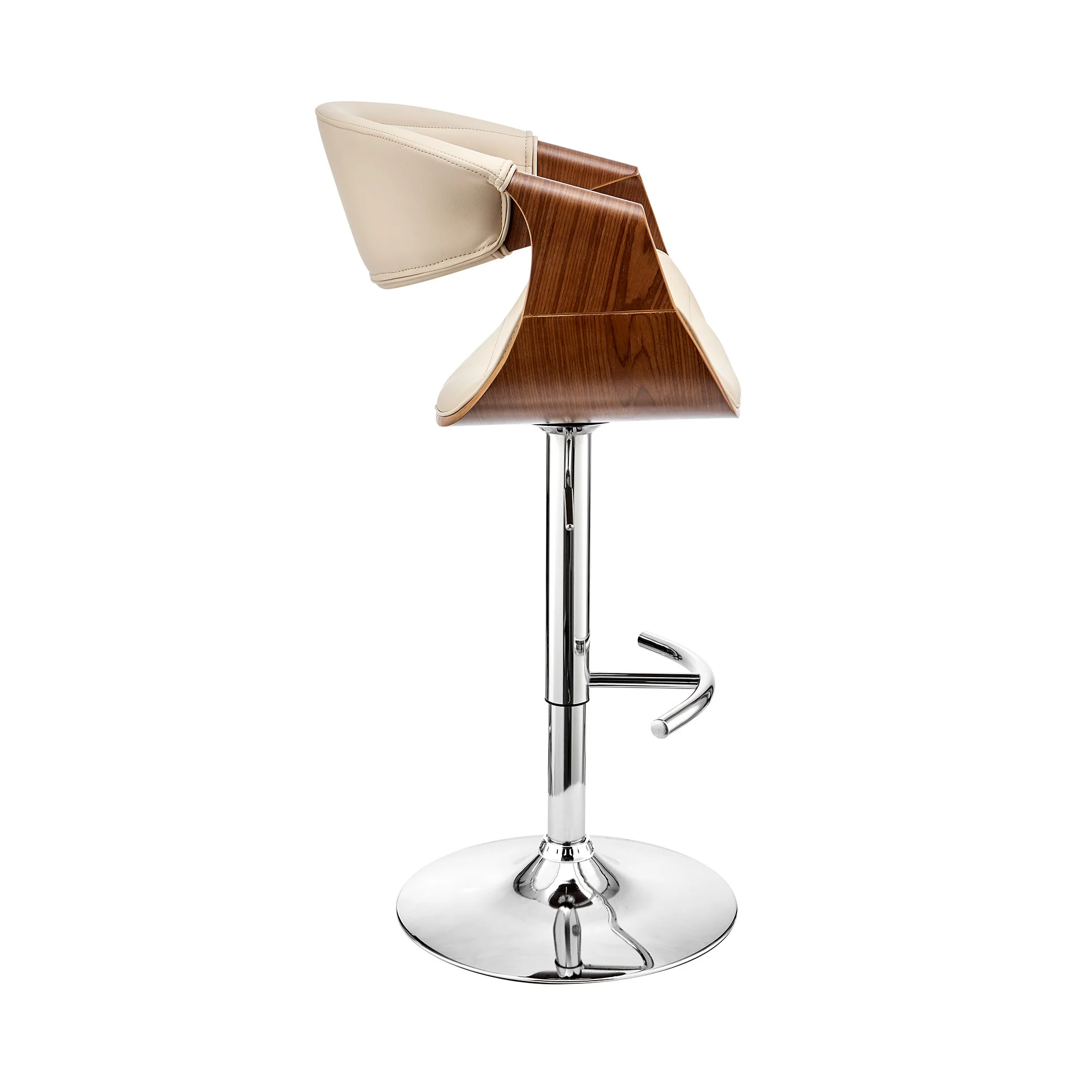 45" Cream Faux Leather And Iron Swivel Low Back Adjustable Height Bar Chair By Homeroots - Image 5