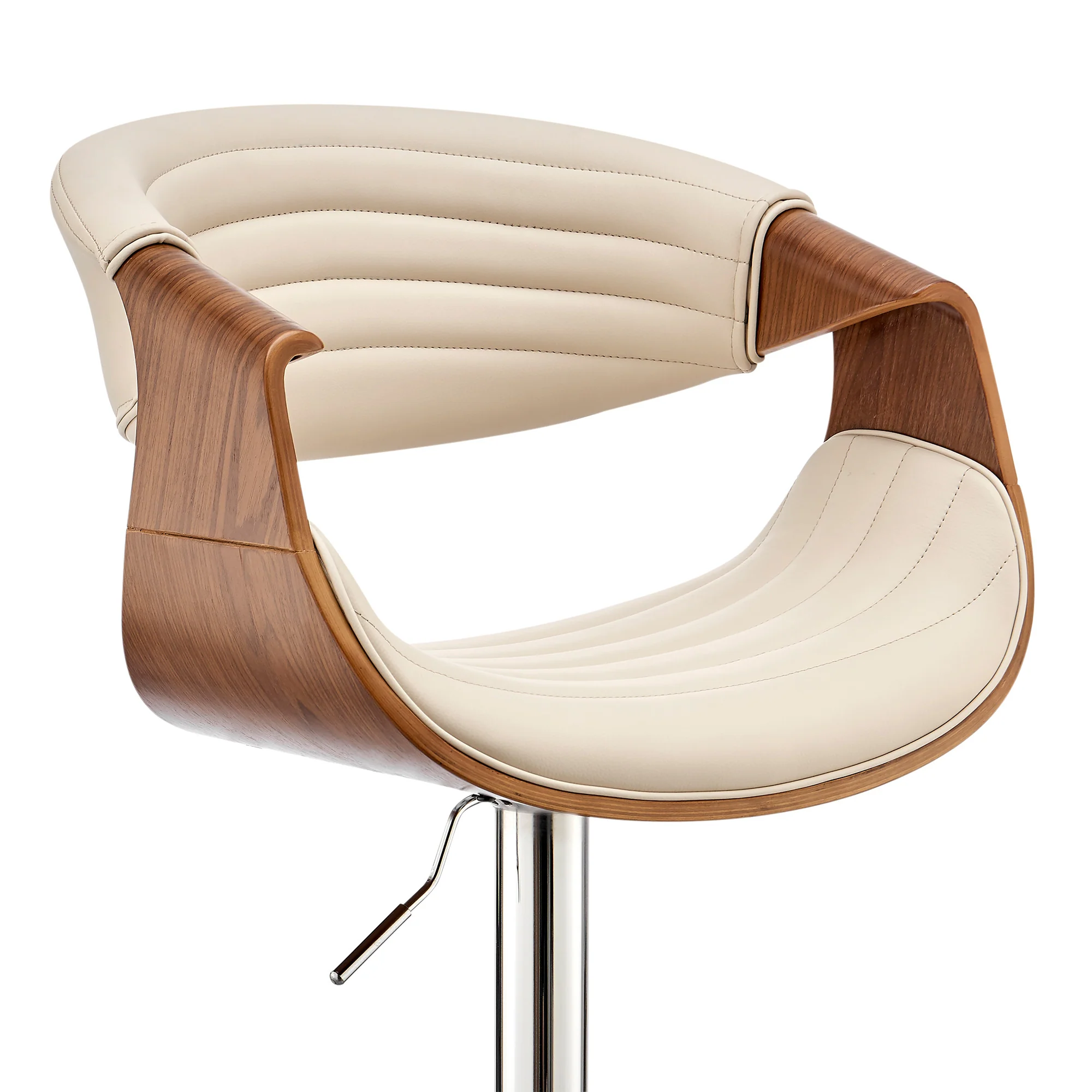 45" Cream Faux Leather And Iron Swivel Low Back Adjustable Height Bar Chair By Homeroots - Image 7