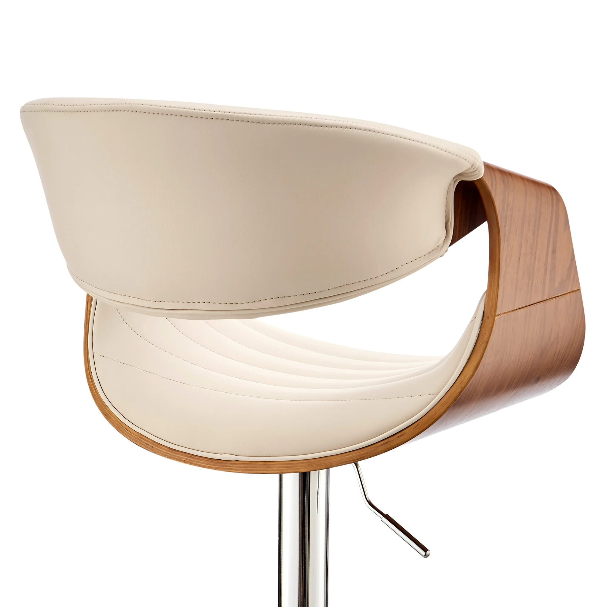 45" Cream Faux Leather And Iron Swivel Low Back Adjustable Height Bar Chair By Homeroots - Image 8