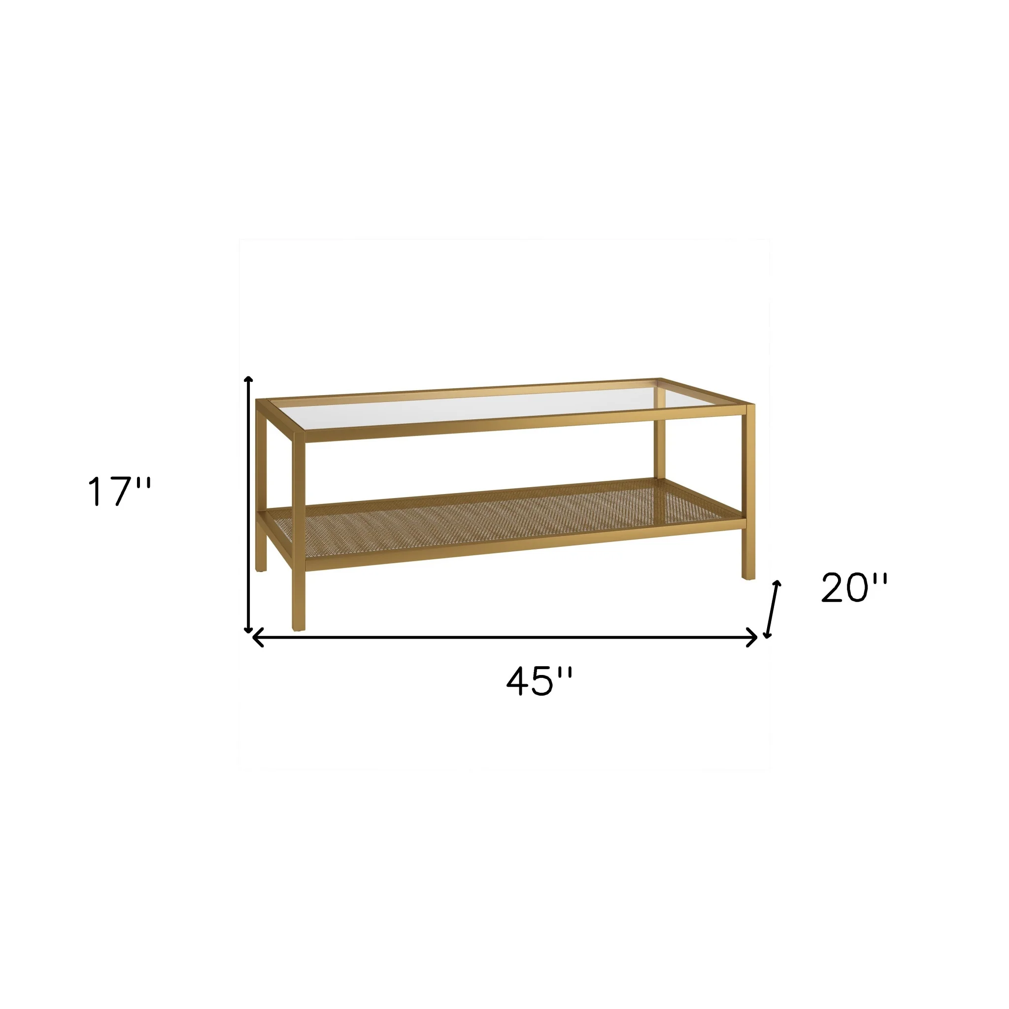 45" Gold Glass Rectangular Coffee Table With Shelf By Homeroots - Image 9
