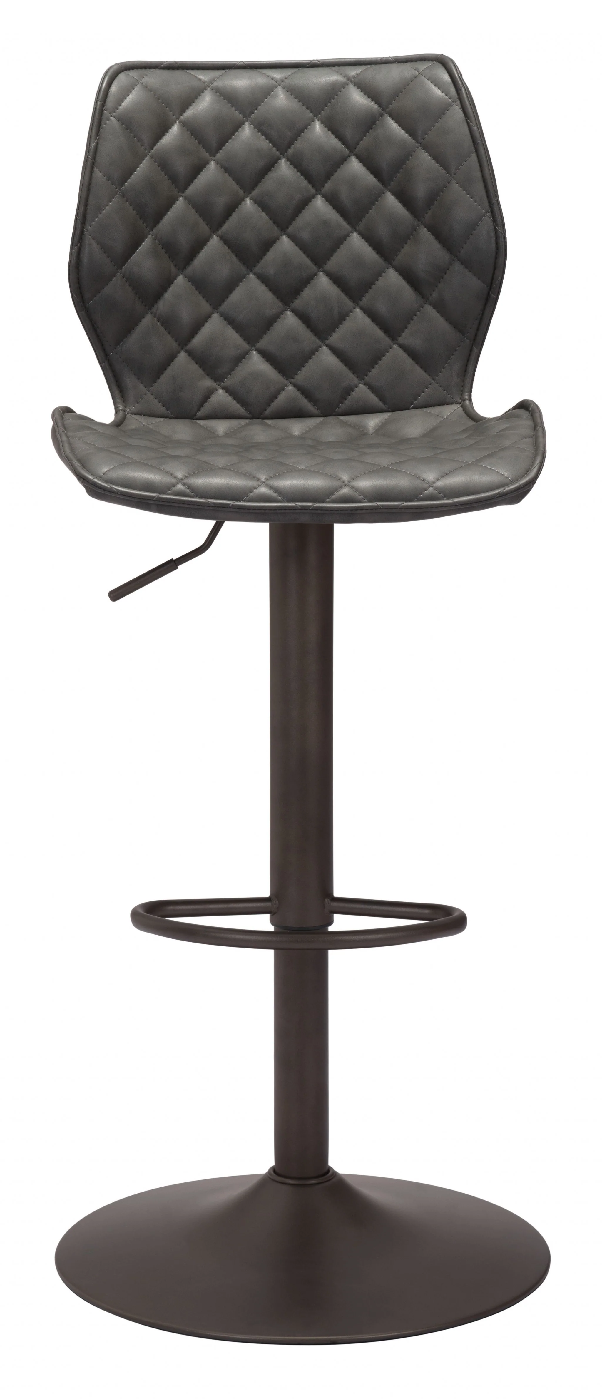 45" Gray And Black Steel Swivel Low Back Counter Height Bar Chair With Footrest By Homeroots - Image 3