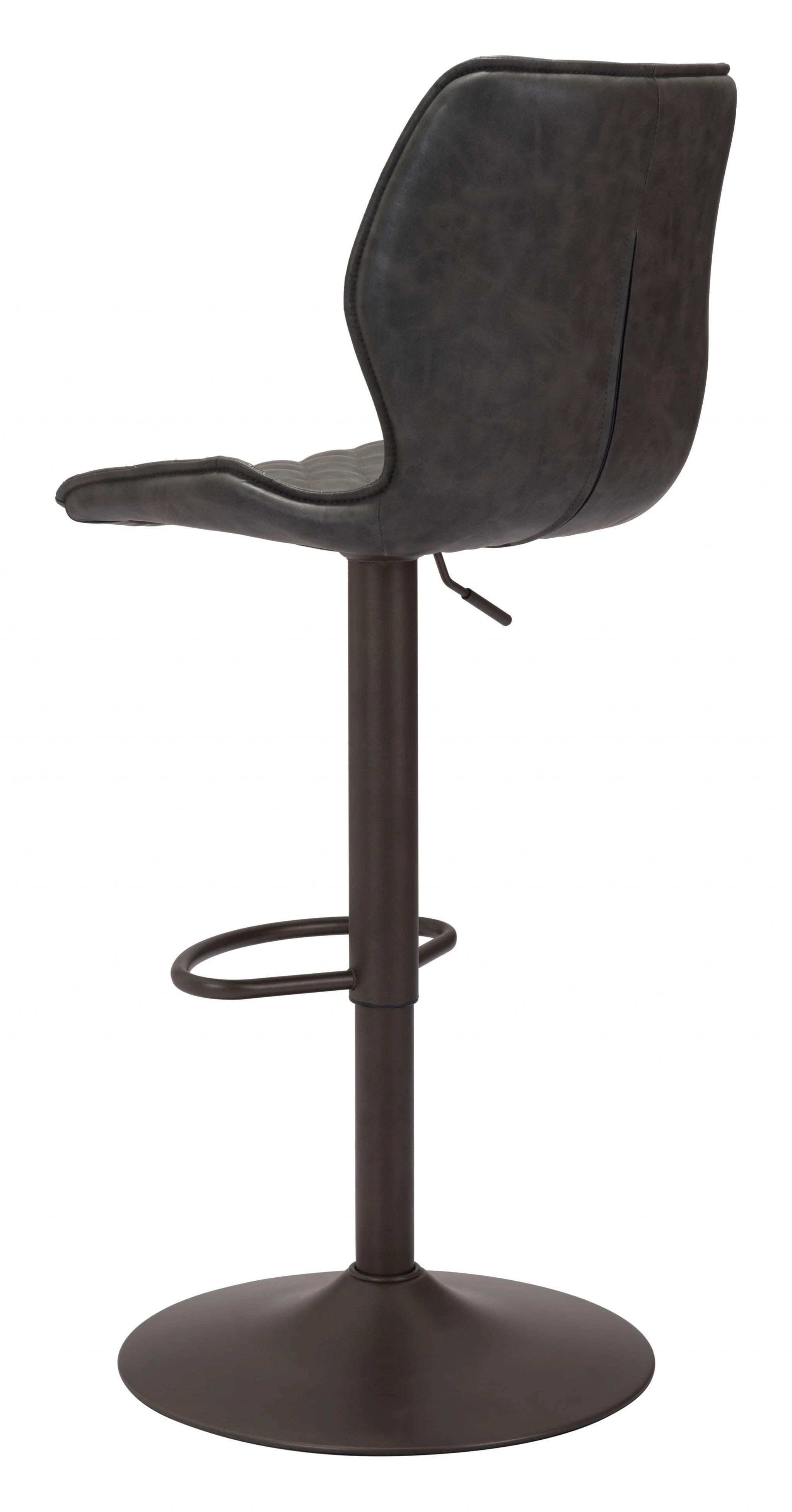 45" Gray And Black Steel Swivel Low Back Counter Height Bar Chair With Footrest By Homeroots - Image 5