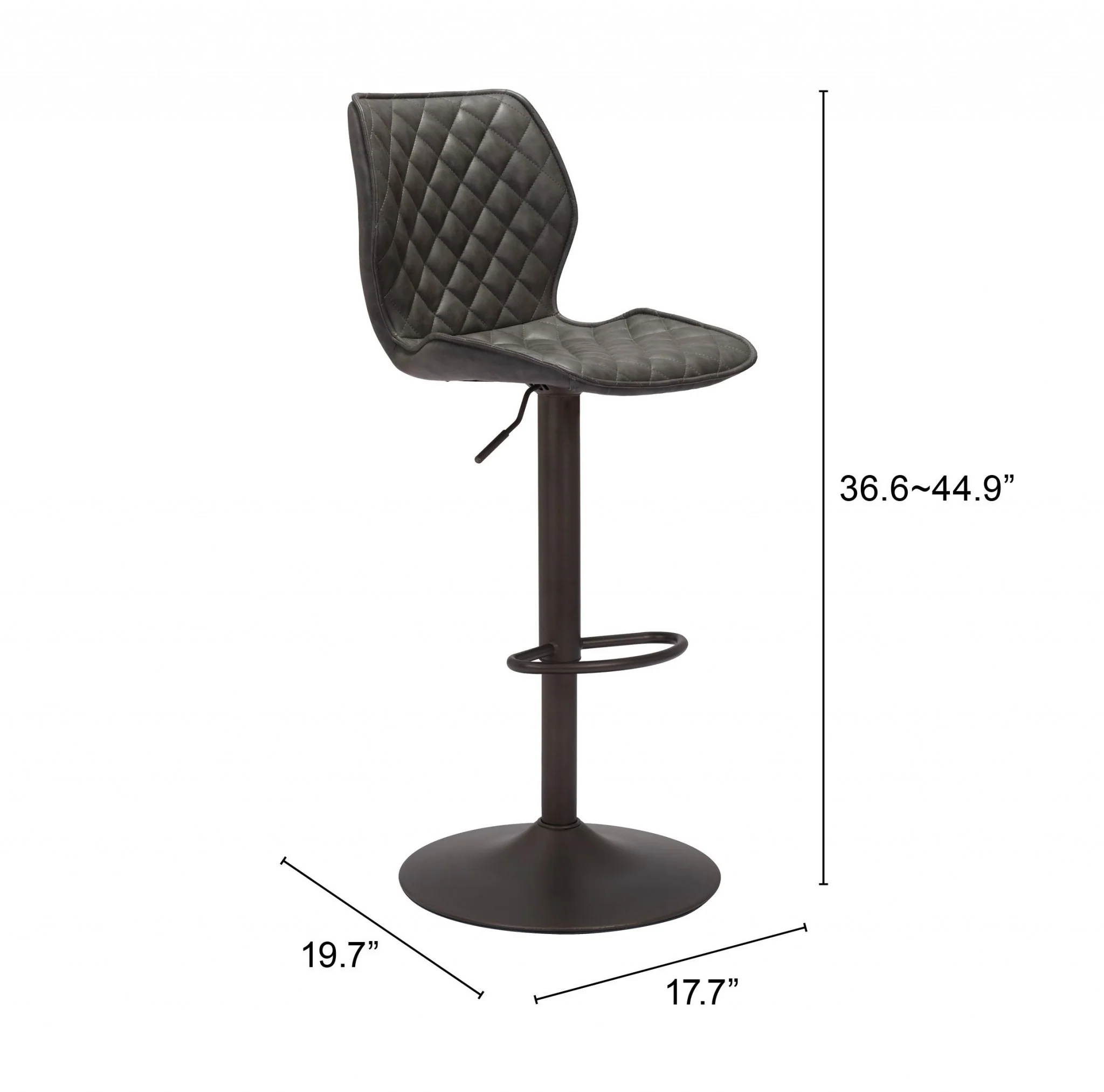 45" Gray And Black Steel Swivel Low Back Counter Height Bar Chair With Footrest By Homeroots - Image 7