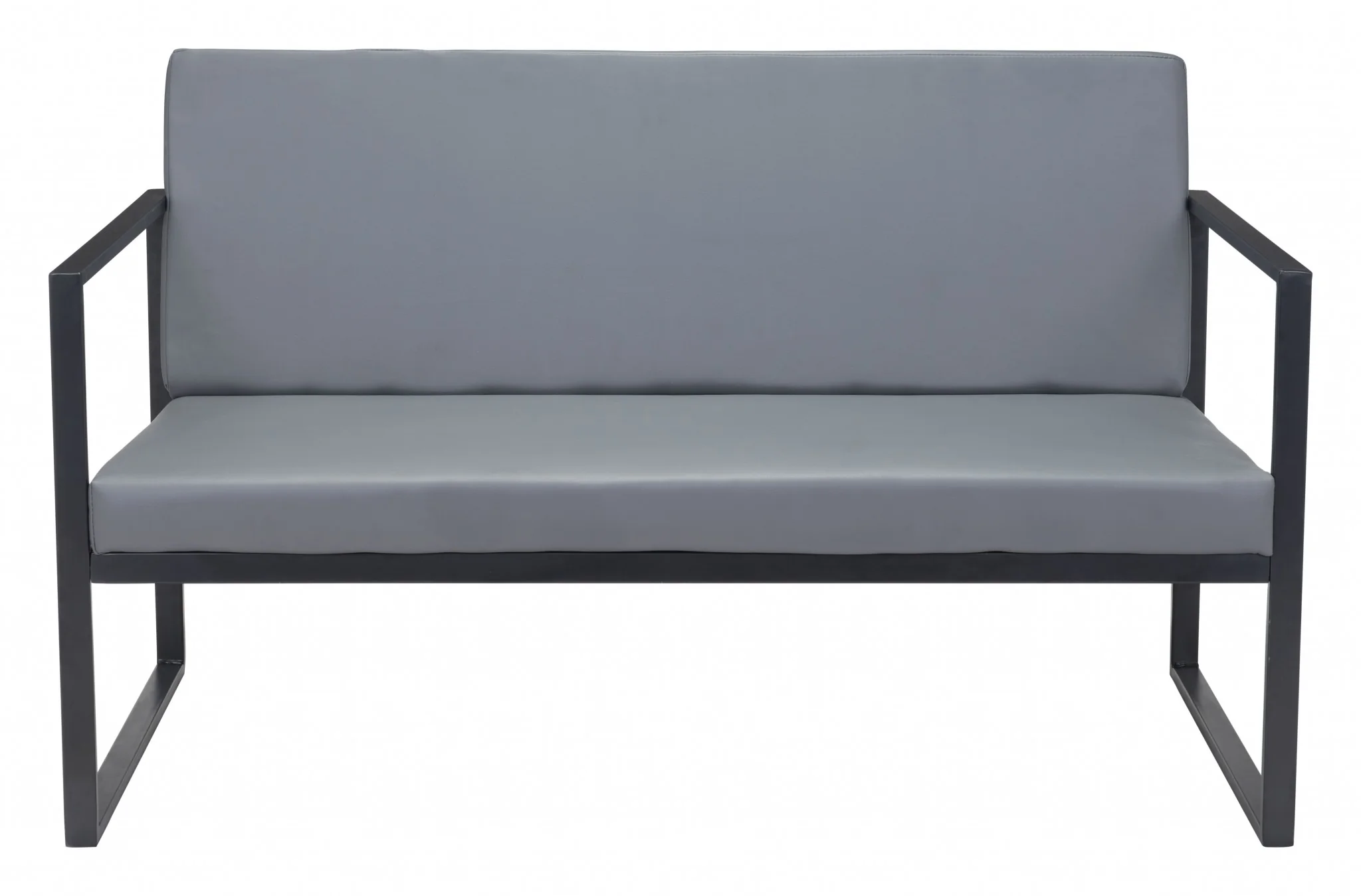 45" Gray Faux Leather And Black Metal Contemporary Sofa By Homeroots - Image 4