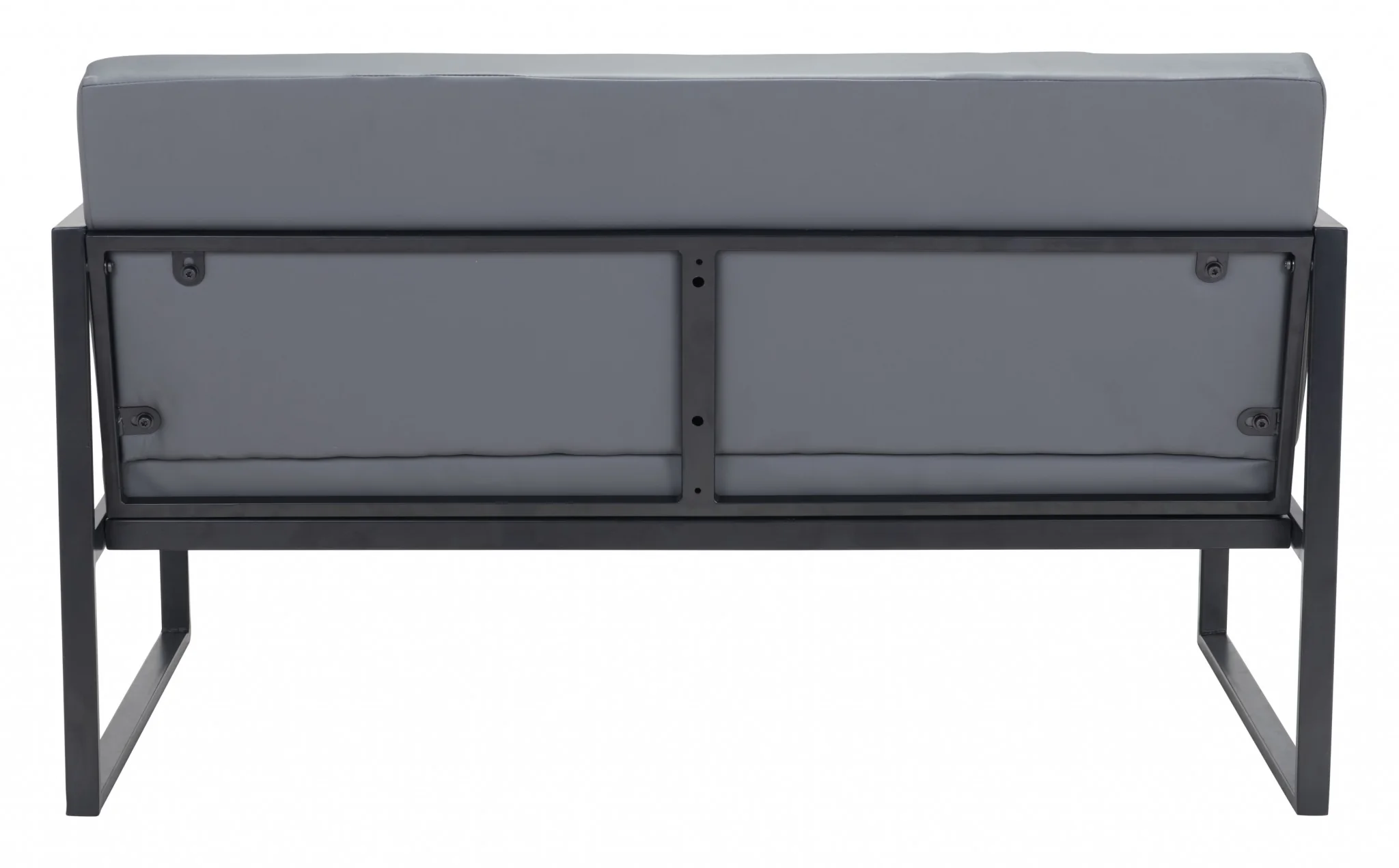 45" Gray Faux Leather And Black Metal Contemporary Sofa By Homeroots - Image 5
