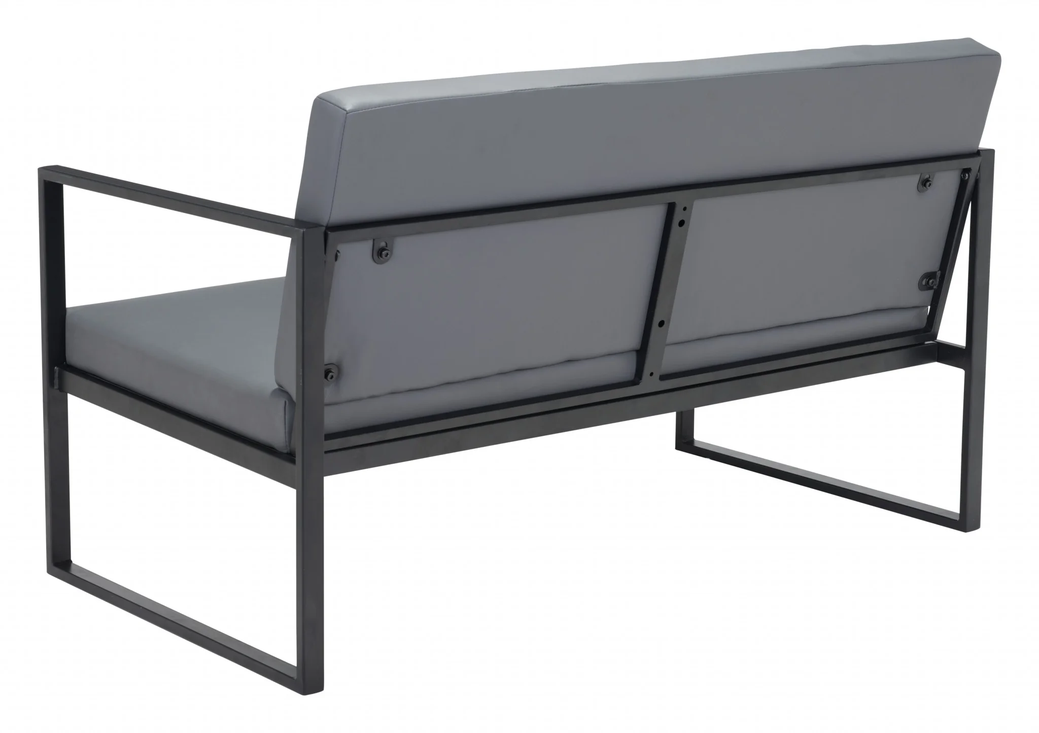 45" Gray Faux Leather And Black Metal Contemporary Sofa By Homeroots - Image 6