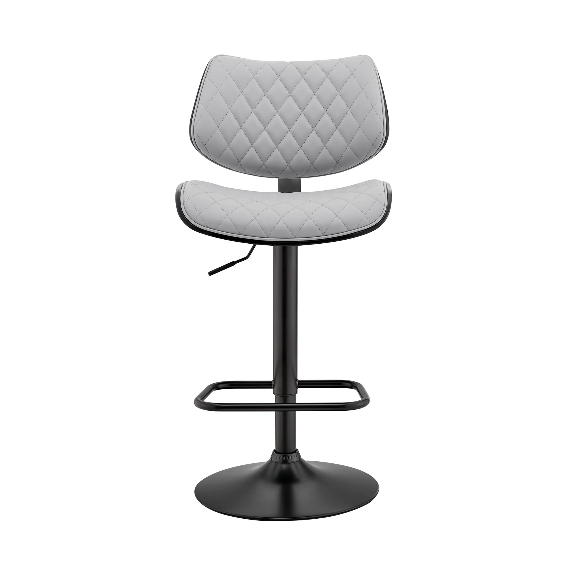 45" Gray Faux Leather And Iron Swivel Adjustable Height Bar Chair By Homeroots - Image 2