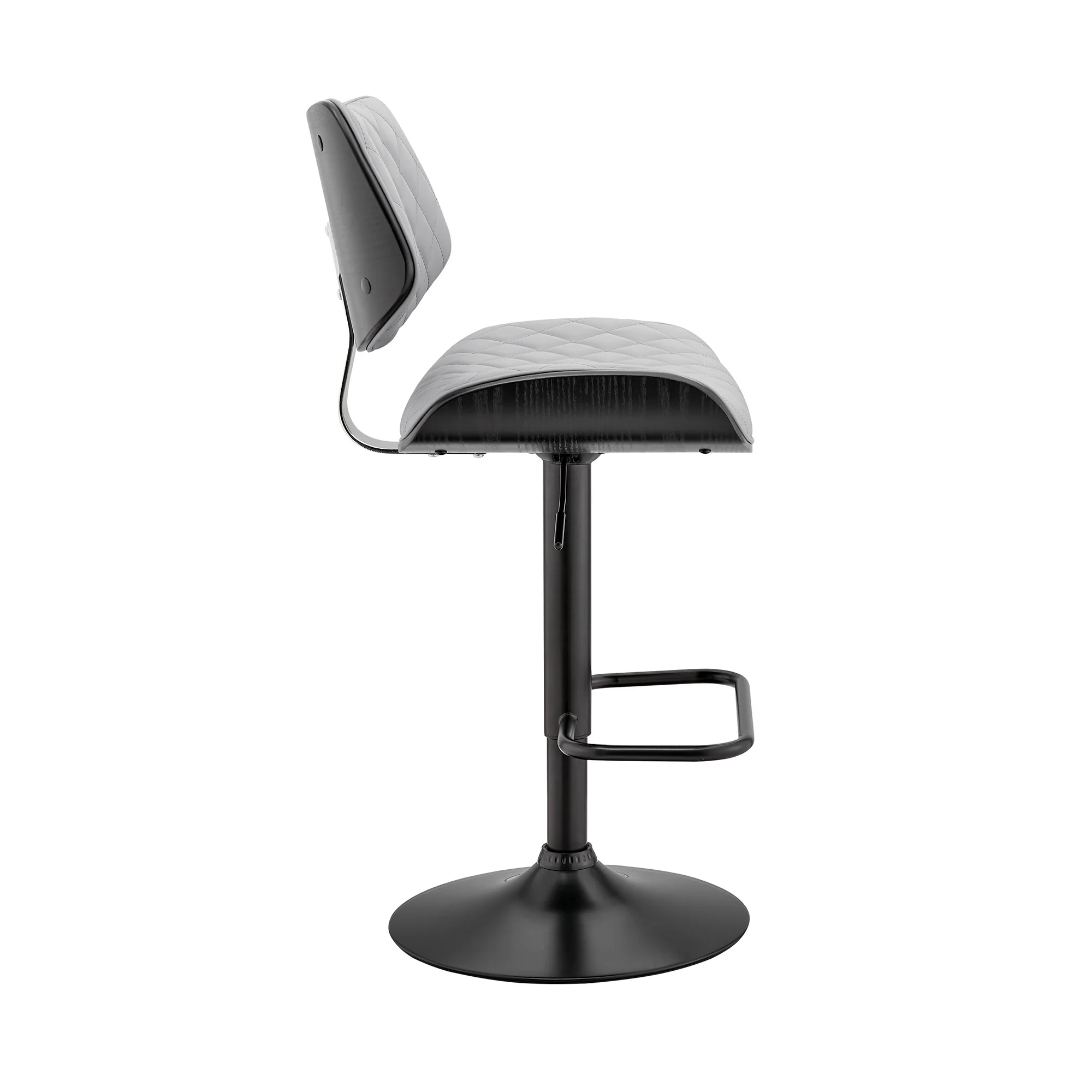 45" Gray Faux Leather And Iron Swivel Adjustable Height Bar Chair By Homeroots - Image 3