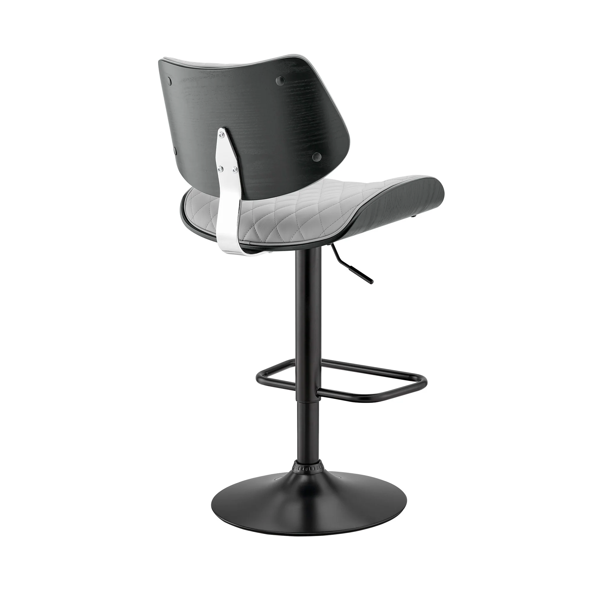 45" Gray Faux Leather And Iron Swivel Adjustable Height Bar Chair By Homeroots - Image 4