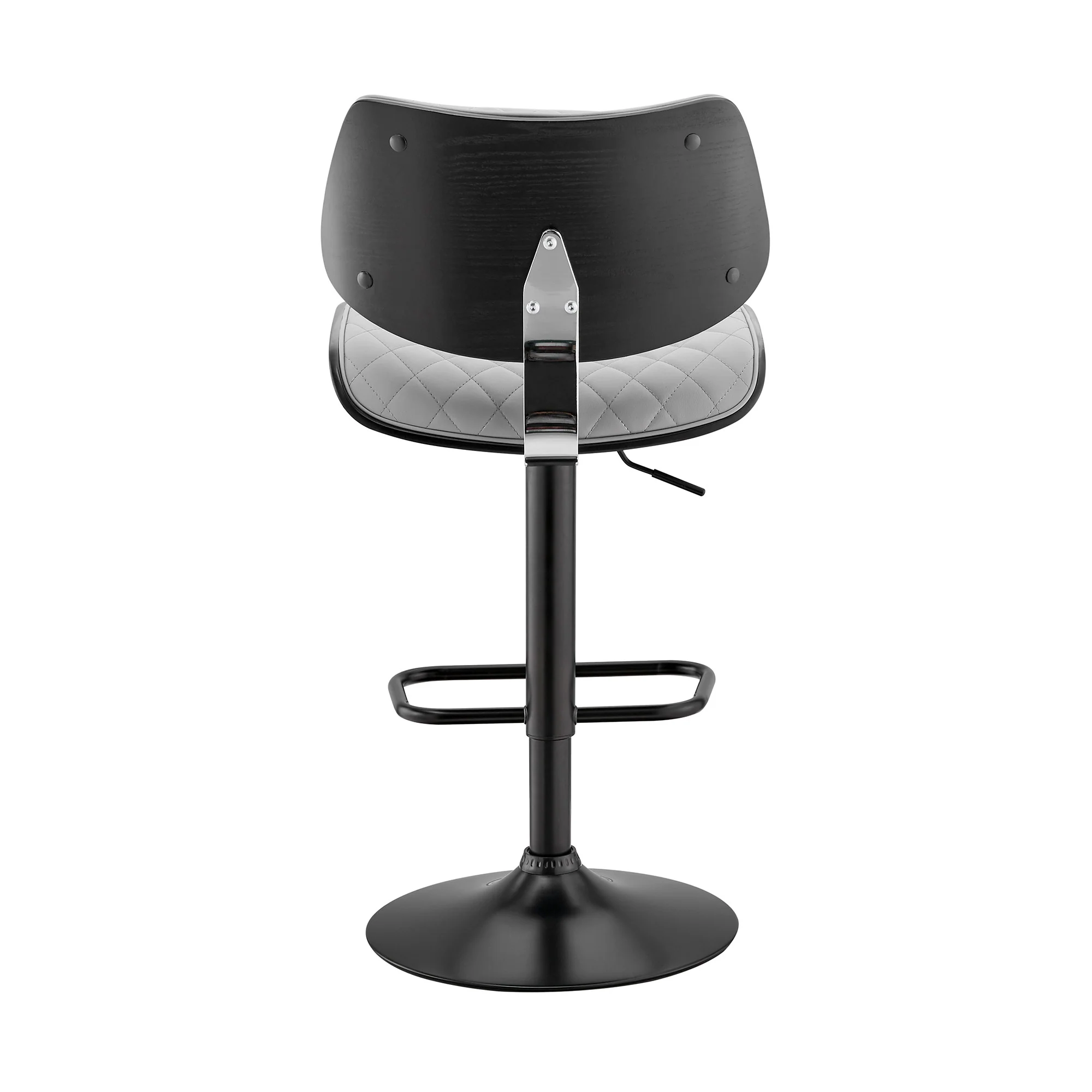 45" Gray Faux Leather And Iron Swivel Adjustable Height Bar Chair By Homeroots - Image 5