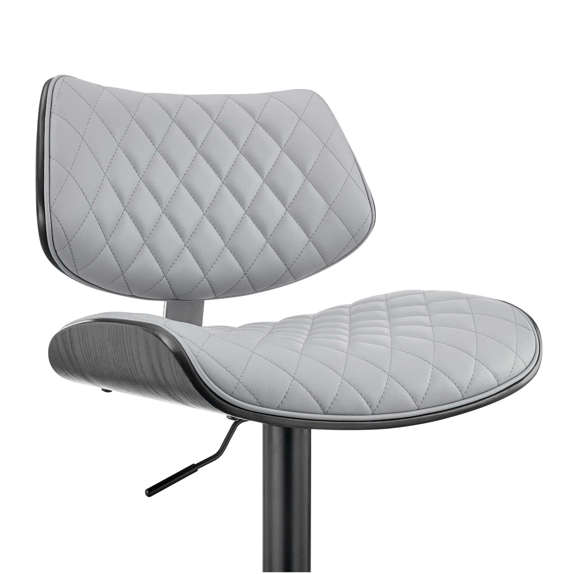 45" Gray Faux Leather And Iron Swivel Adjustable Height Bar Chair By Homeroots - Image 6