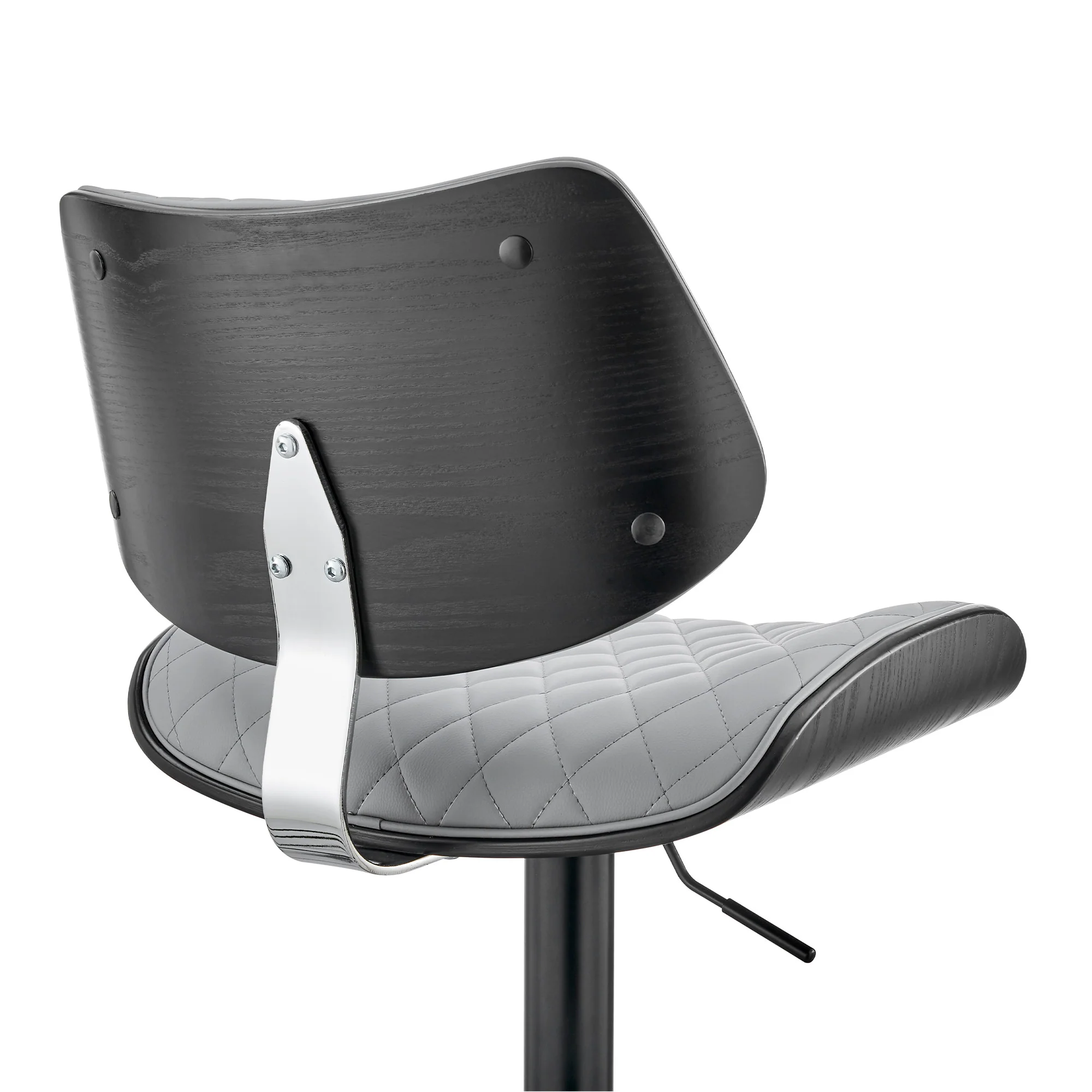 45" Gray Faux Leather And Iron Swivel Adjustable Height Bar Chair By Homeroots - Image 9