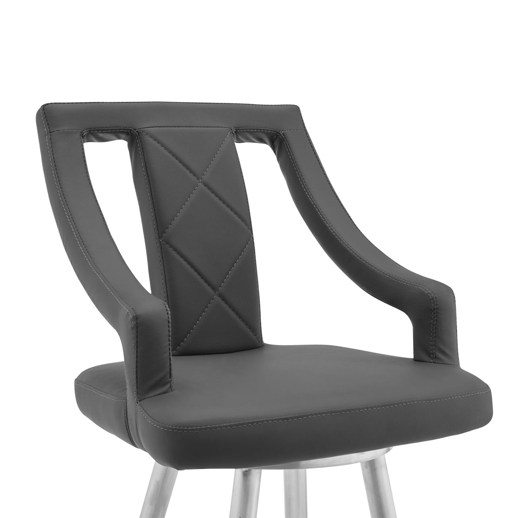 45" Gray Faux Leather And Iron Swivel Bar Height Chair By Homeroots - Image 5