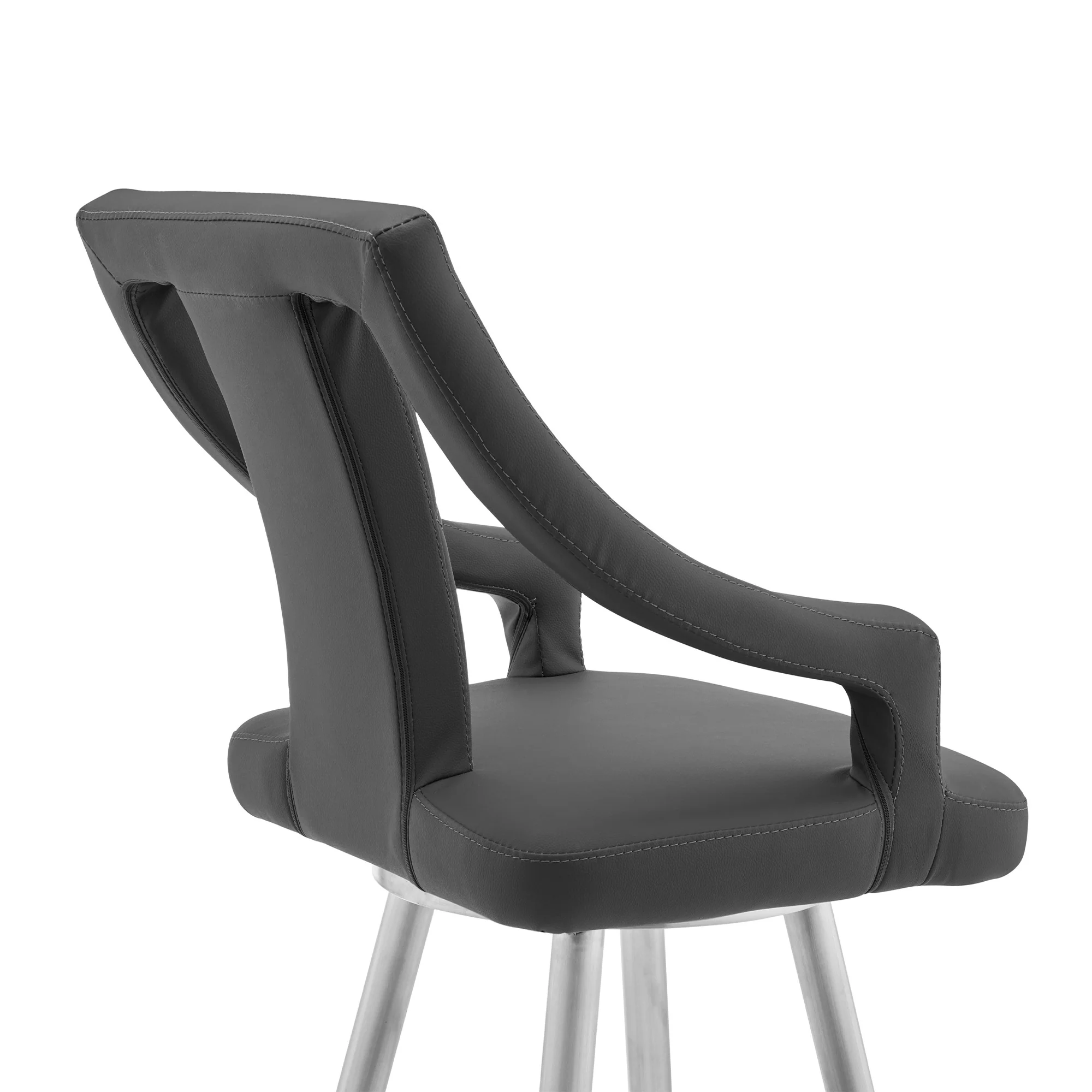 45" Gray Faux Leather And Iron Swivel Bar Height Chair By Homeroots - Image 6
