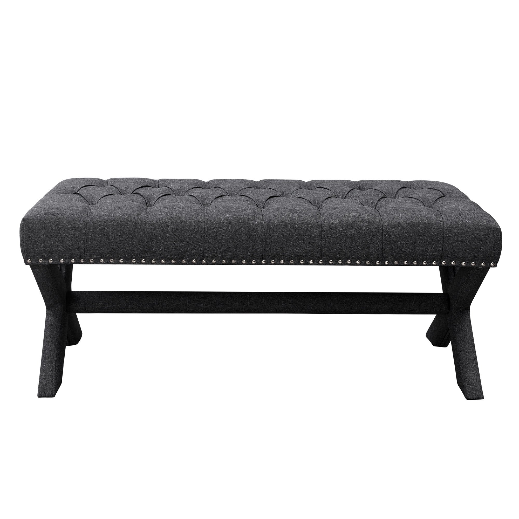 45" Gray Upholstered Linen Bench By Homeroots - Image 2