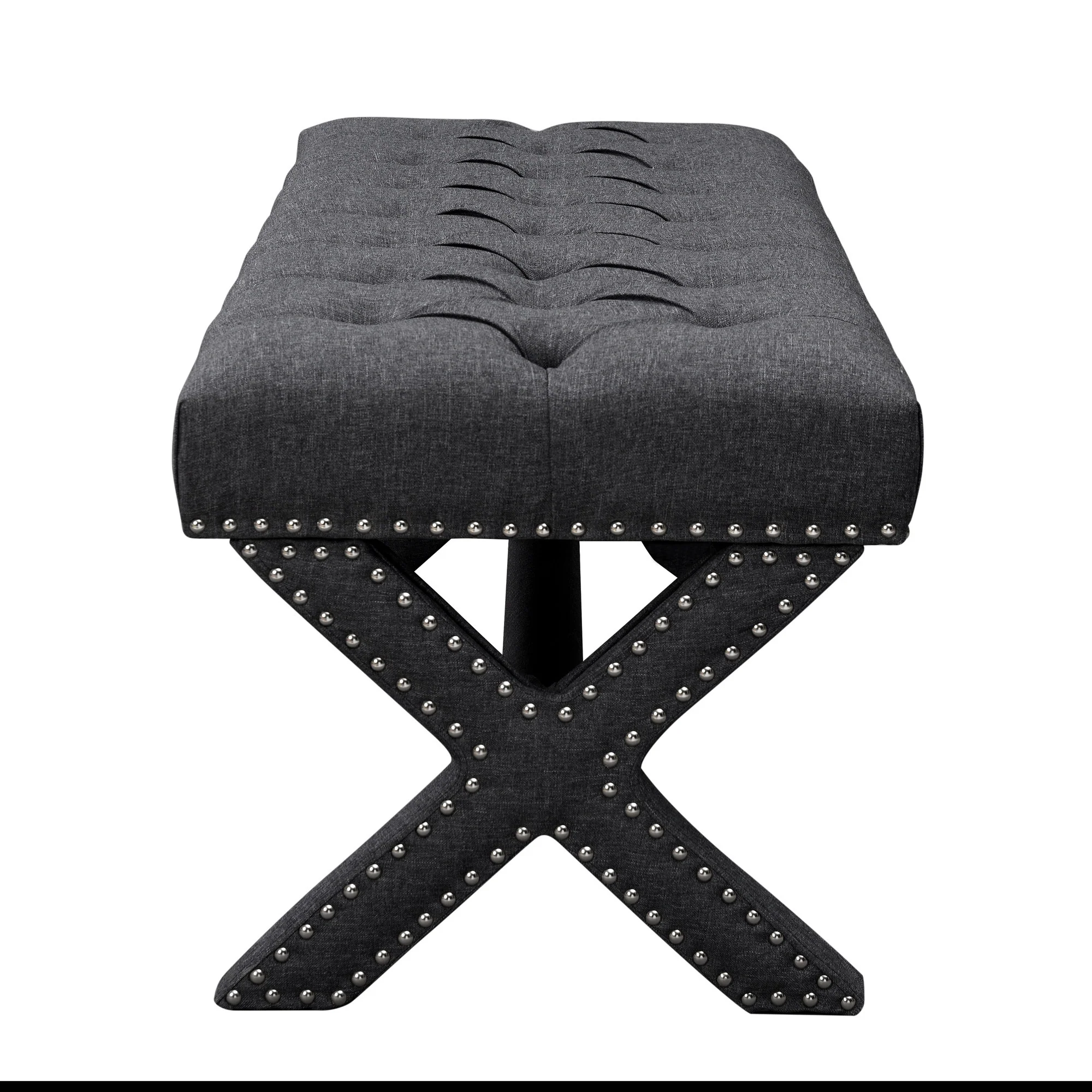 45" Gray Upholstered Linen Bench By Homeroots - Image 3