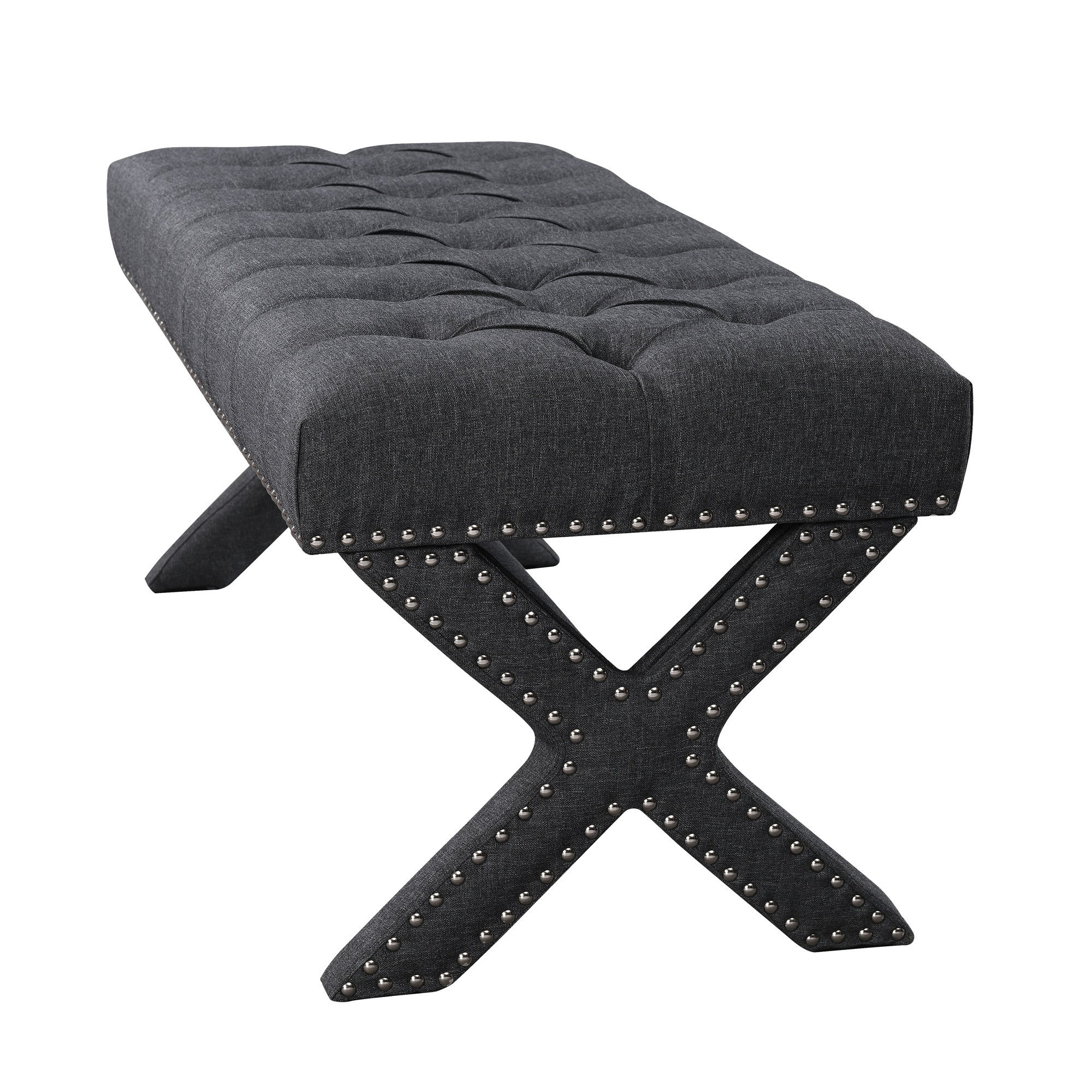 45" Gray Upholstered Linen Bench By Homeroots - Image 4