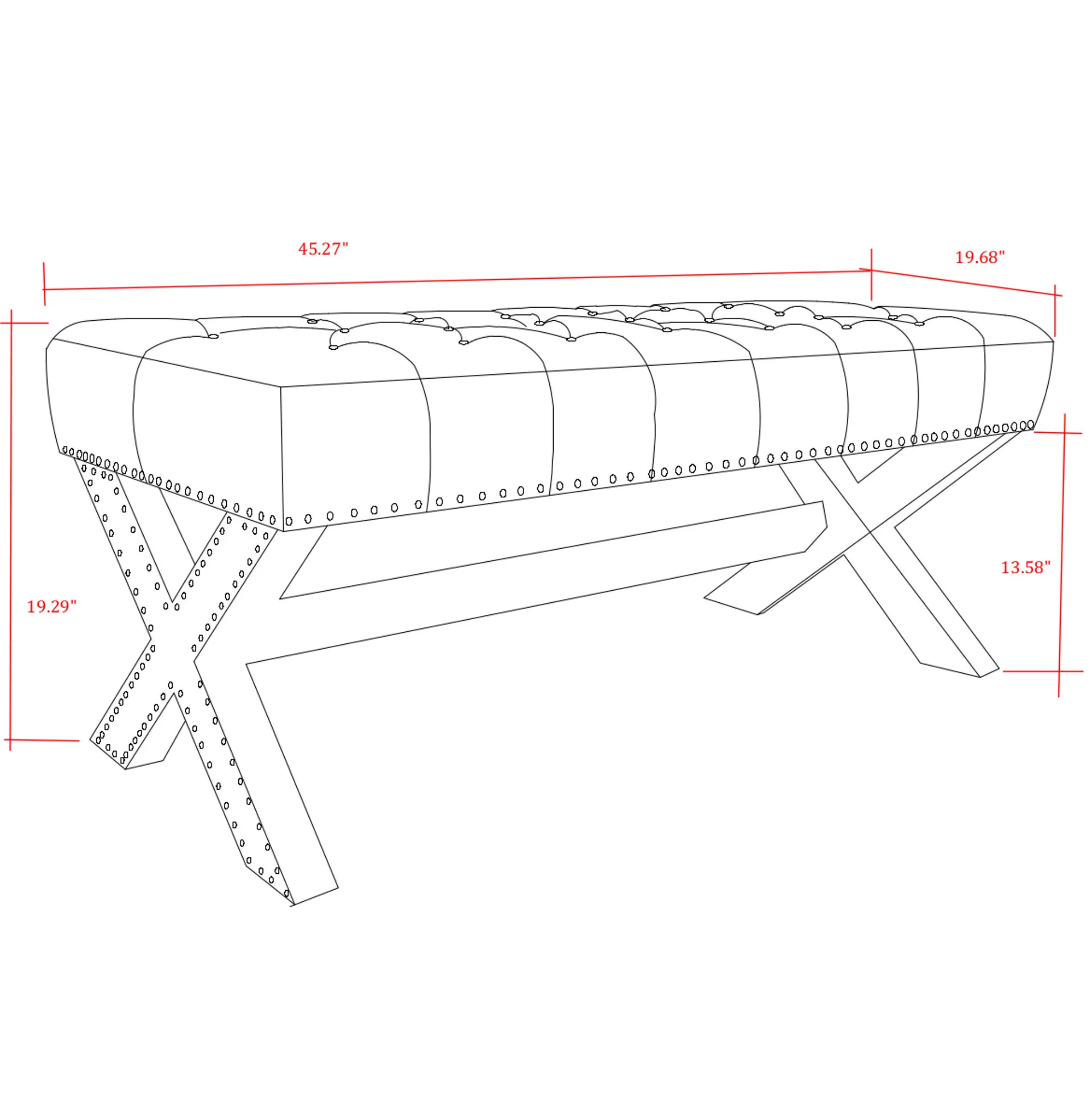 45" Gray Upholstered Linen Bench By Homeroots - Image 7