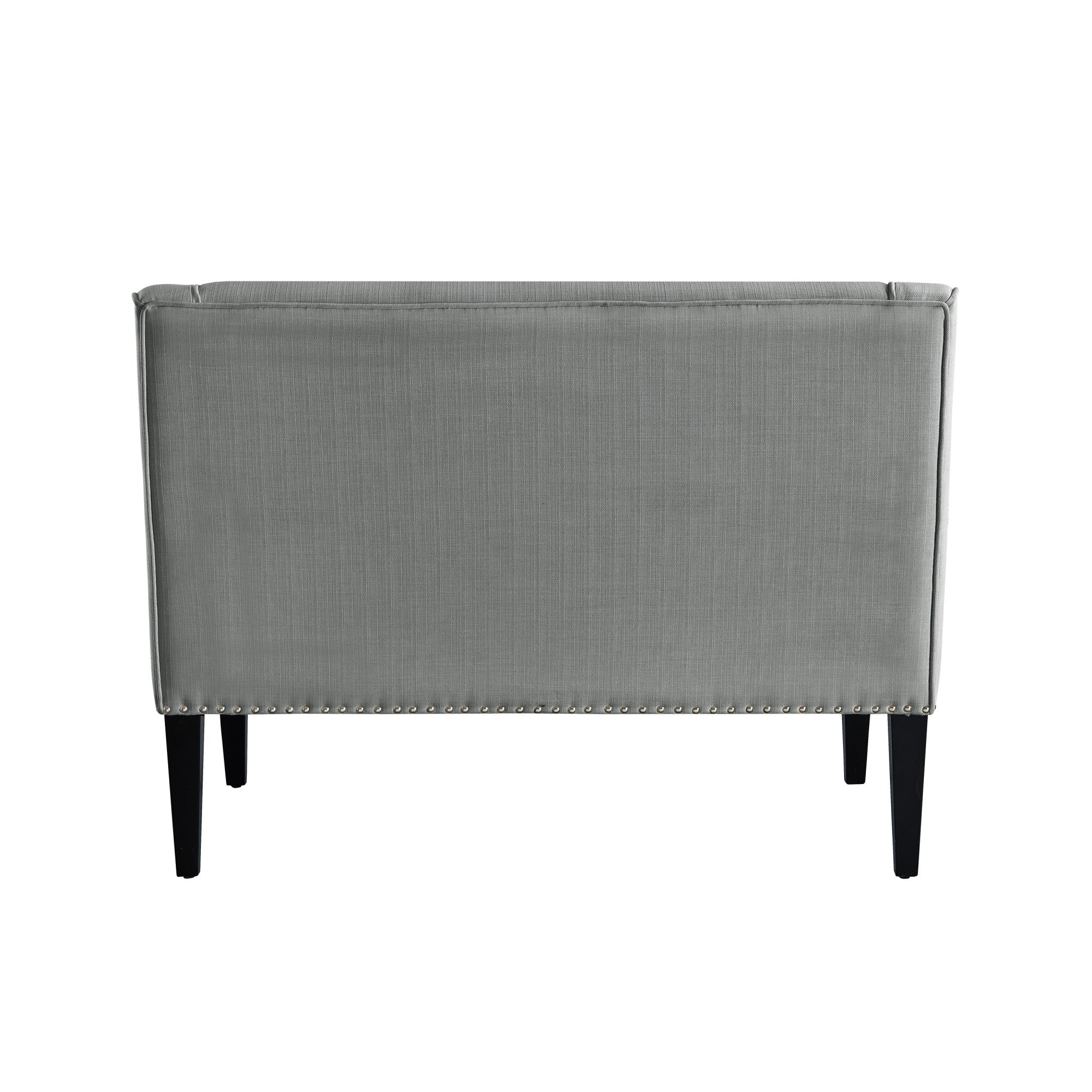 45" Light Gray And Black Upholstered Linen Bench By Homeroots - Image 3