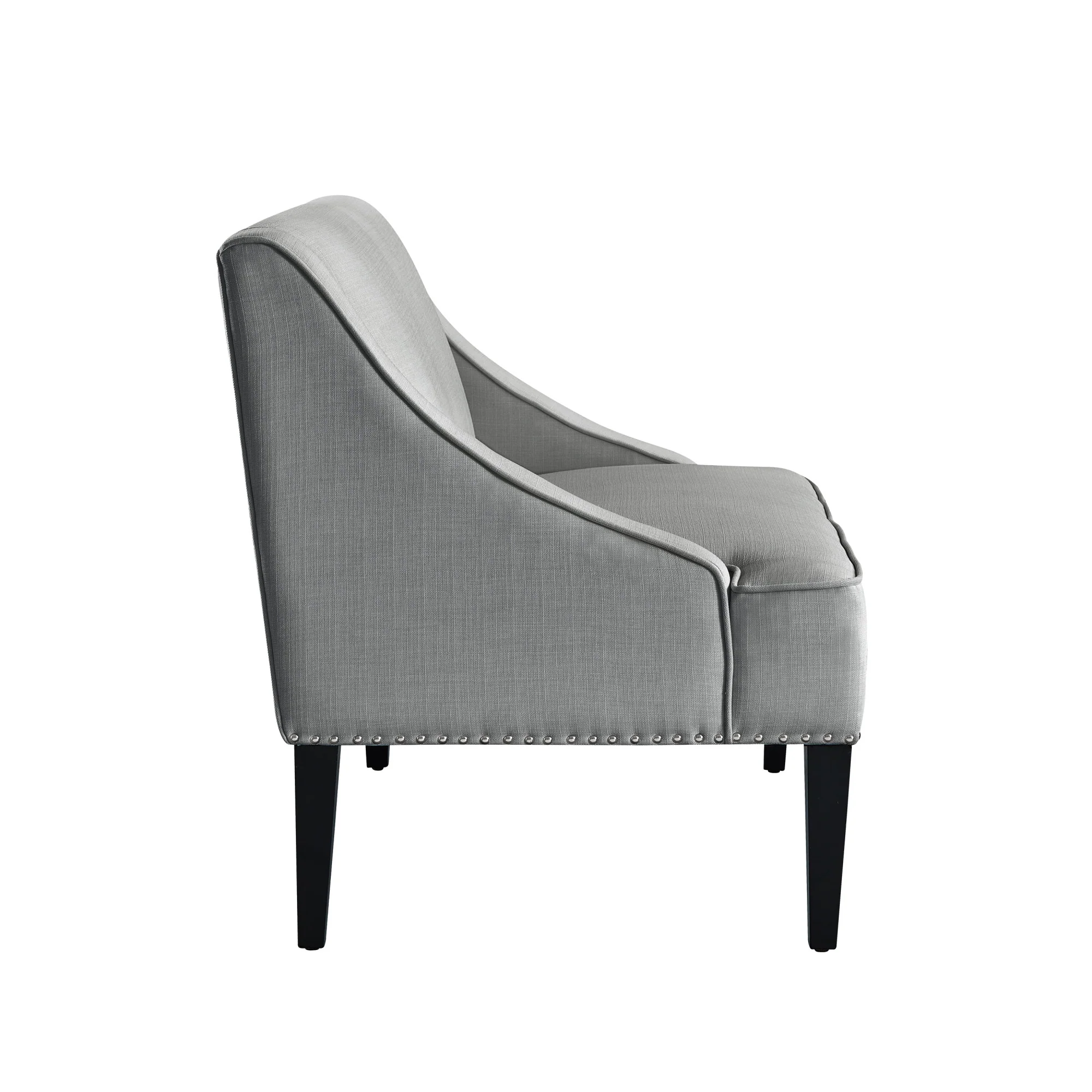 45" Light Gray And Black Upholstered Linen Bench By Homeroots - Image 4