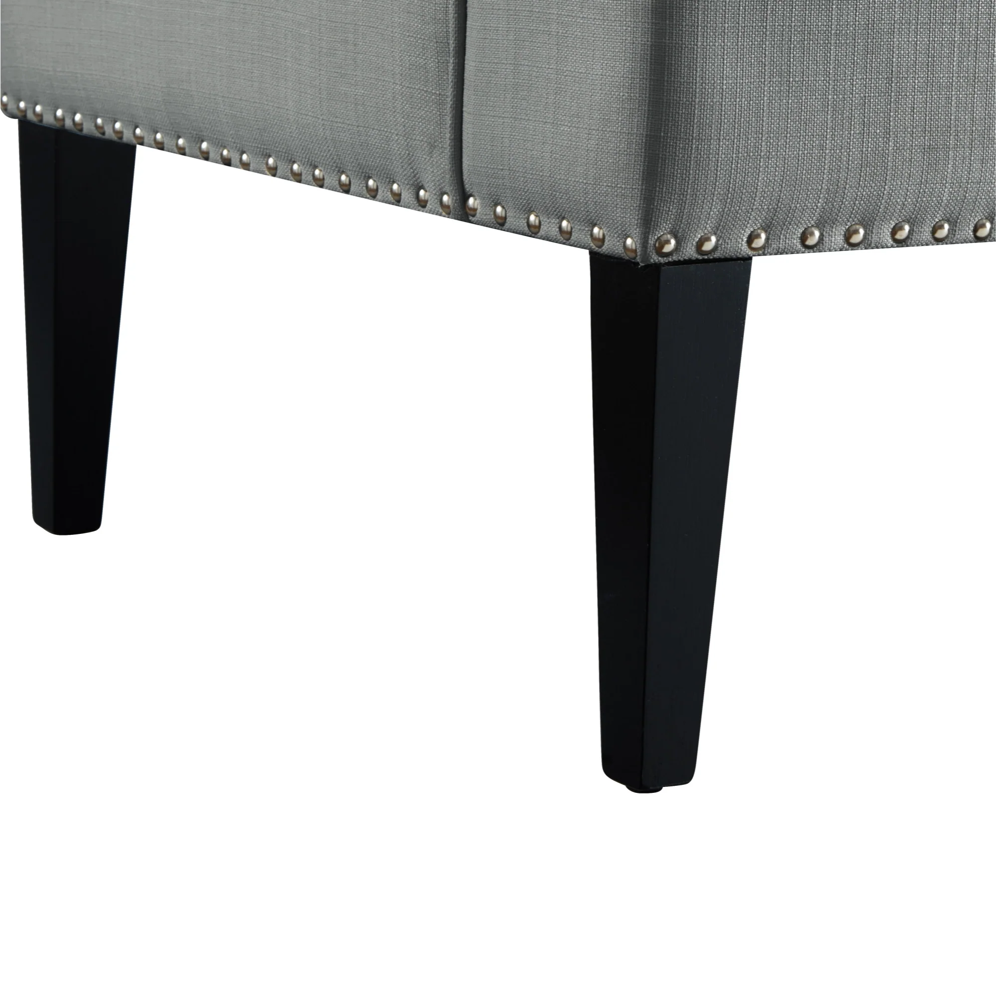 45" Light Gray And Black Upholstered Linen Bench By Homeroots - Image 7